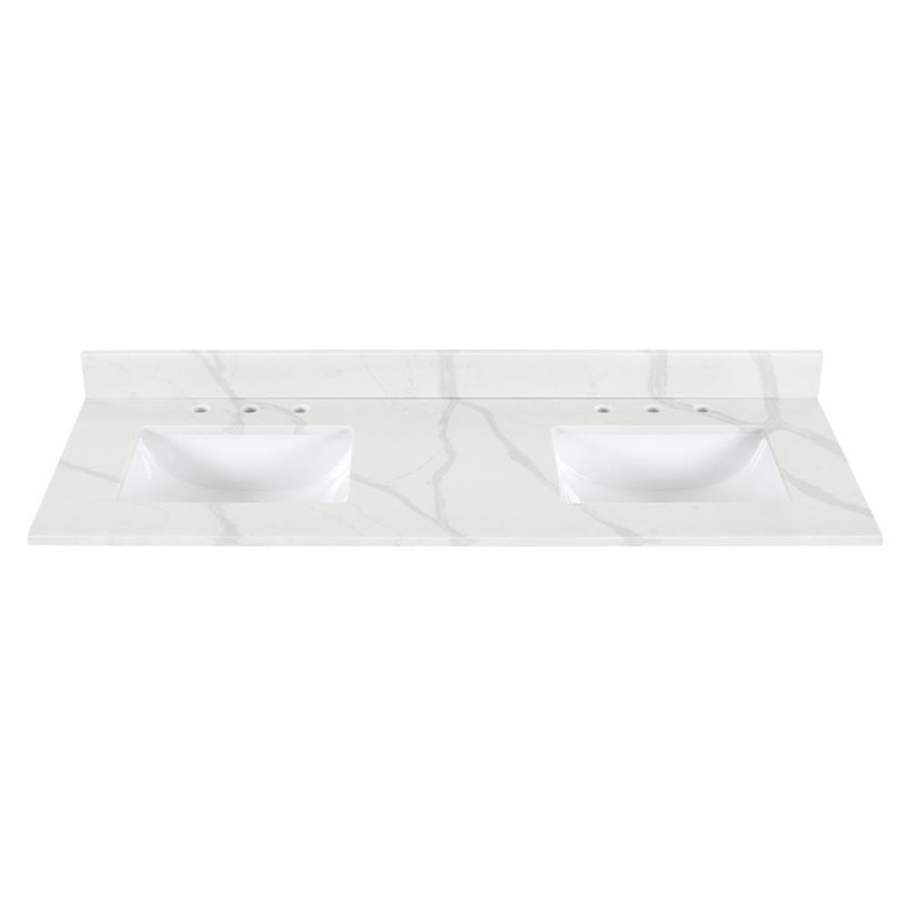 Arbios 60"  Quartz Double Vanity Top with Sink Faucet Holes