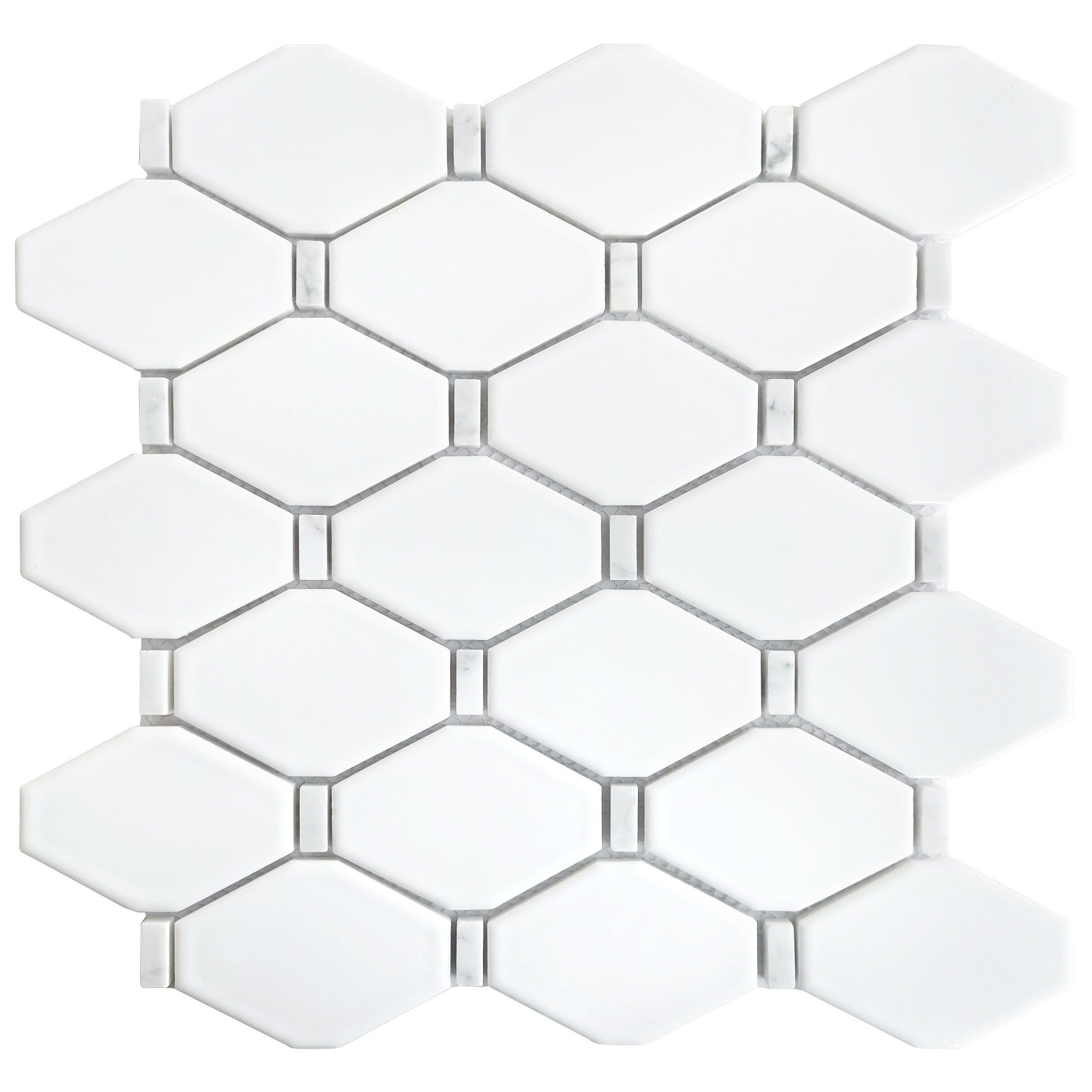 White Honeycomb Recycled Glass Mosaic Tile Sample