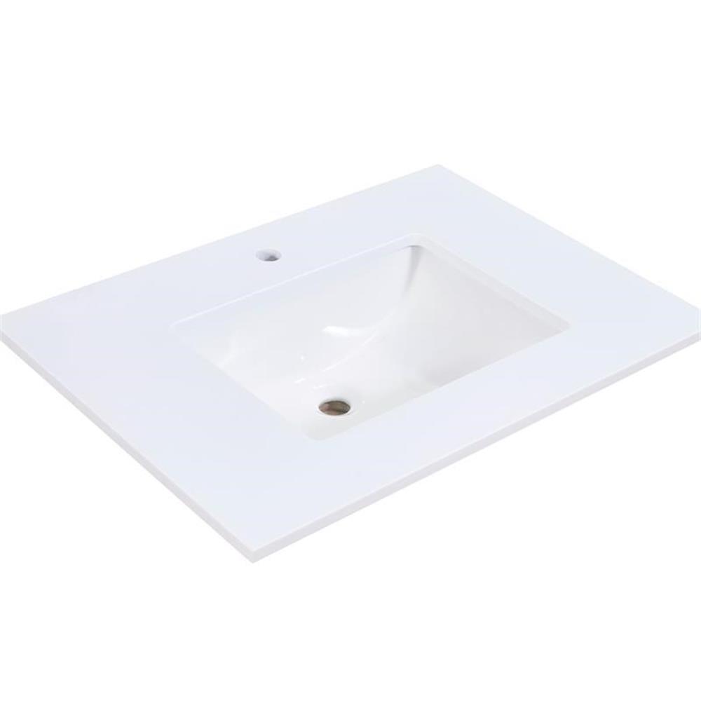 Viterbo 31" Single Bathroom Vanity Top in High Gloss White Stone Finish with Sink