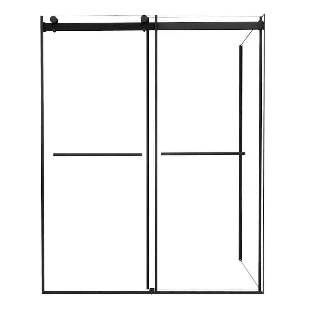 Belizzi 60" W x 76" H By Pass Frameless Exposed Roller Shower Enclosure with Clear Glass