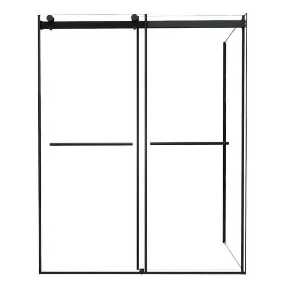 Belizzi 60" W x 76" H By Pass Frameless Exposed Roller Shower Enclosure with Clear Glass