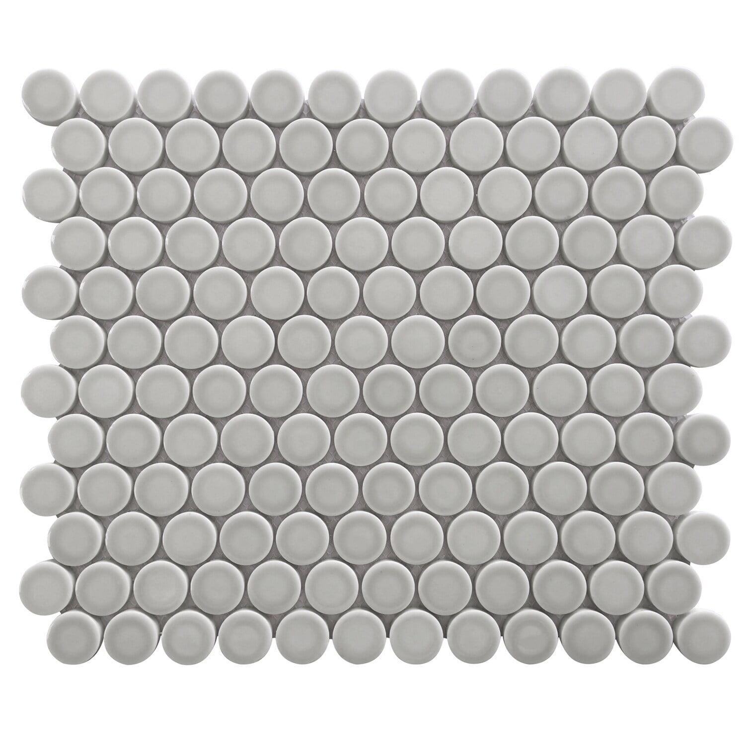 Gray Recycled Glass Penny Mosaic Tile Sample for Kitchen and Bathroom