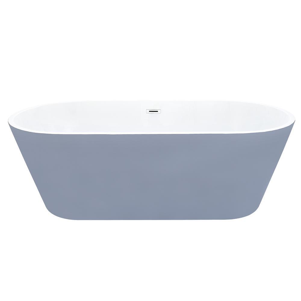 Szany 67'' Gray Freestanding Acrylic Soaking Bathtub