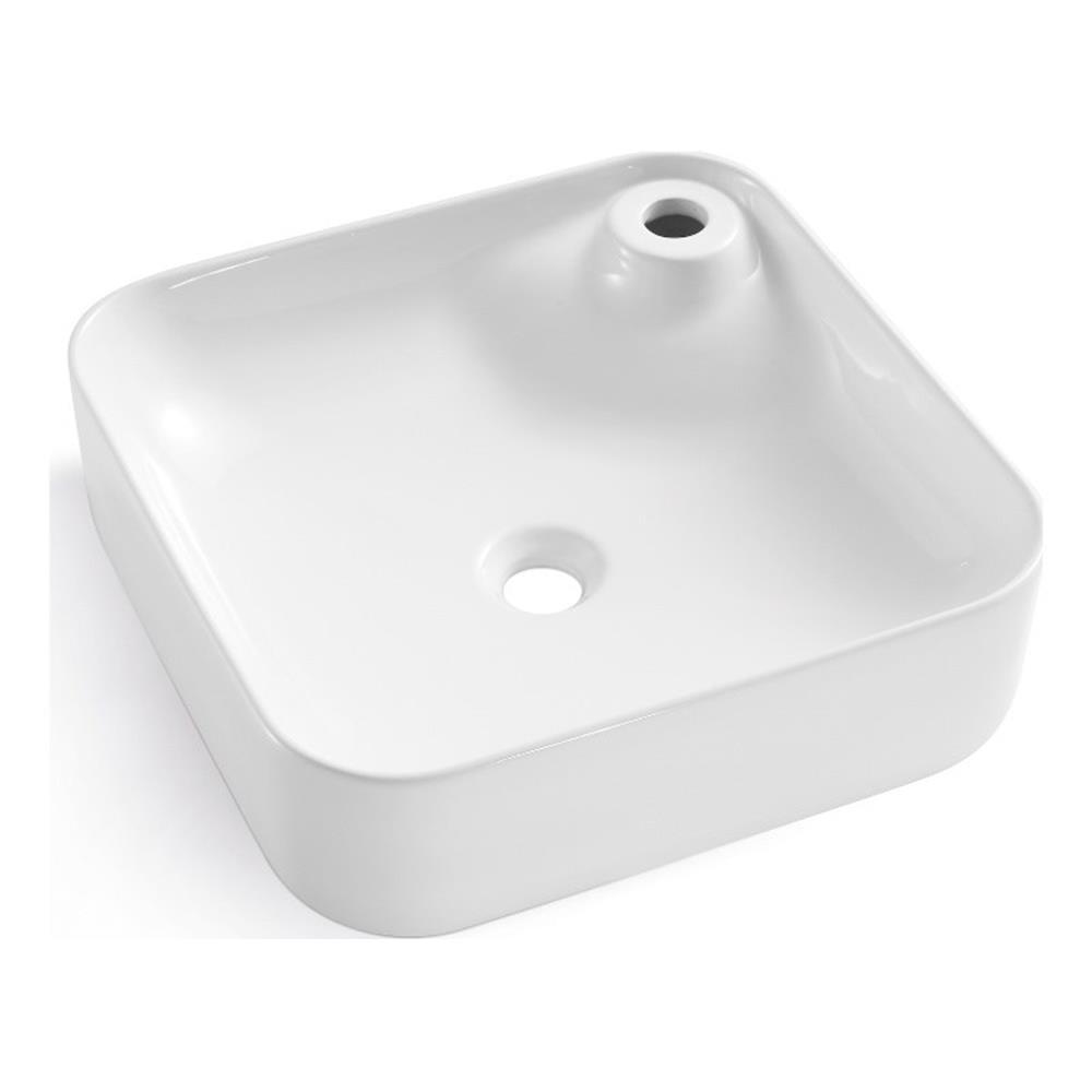 Altair 18.3'' White Ceramic Circular Bathroom Sink with Overflow