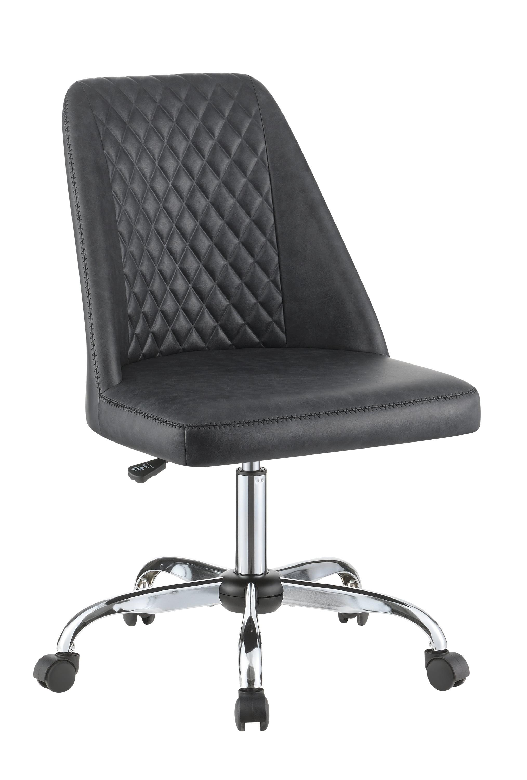 Dark Gray Leatherette Diamond Tufted Office Chair with Chrome Base