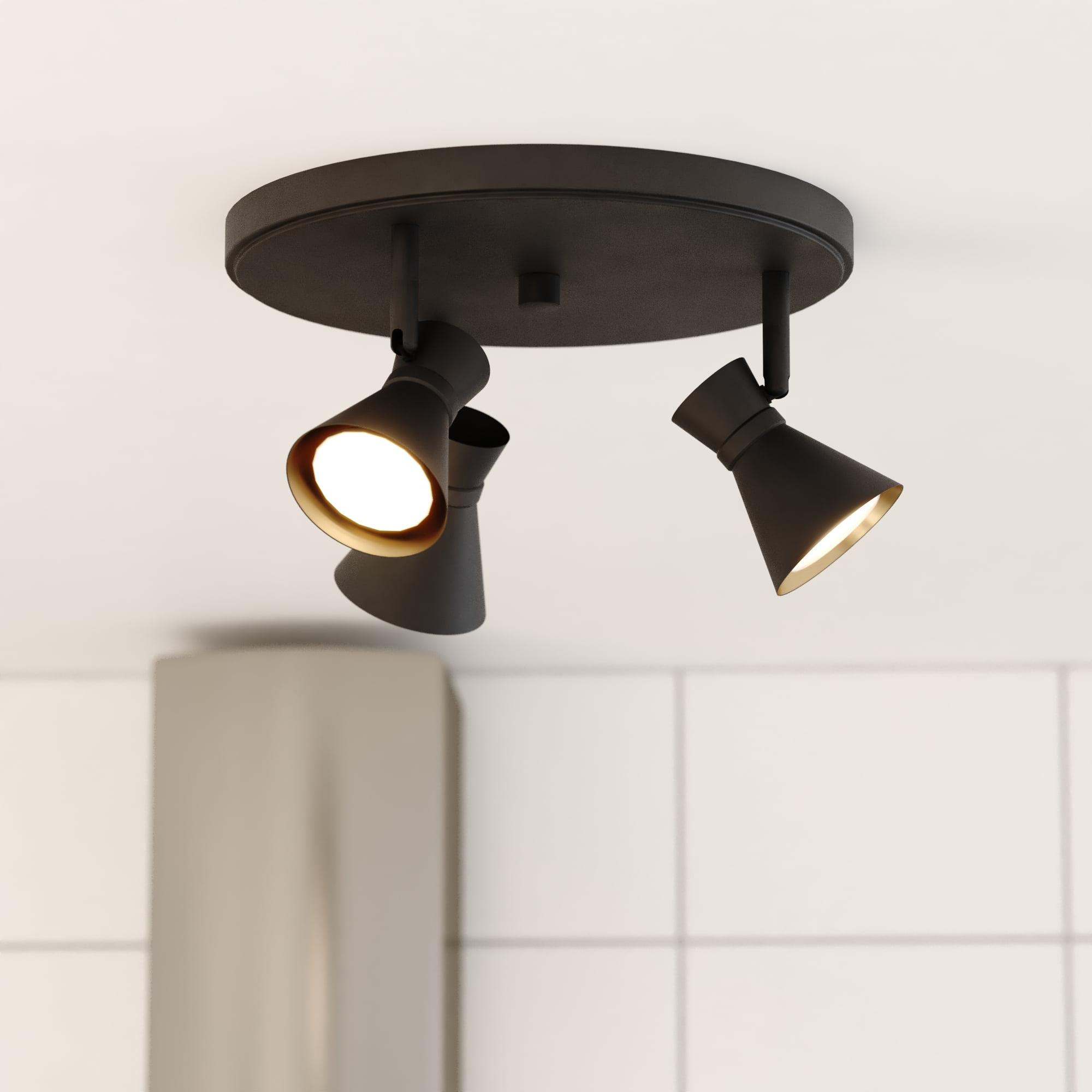 Alto 3-Light Matte Black and Brass LED Ceiling Fixture