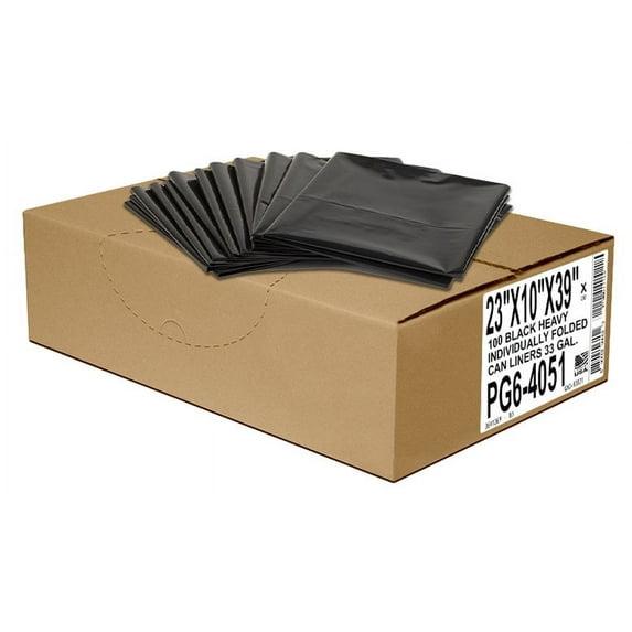 Aluf Plastics 33 Gal Black Heavy Duty Garbage Bags 1.5 Mil - 33"x 39" - Pack of 100 - For Contractor, Outdoor, Construction, & Storage