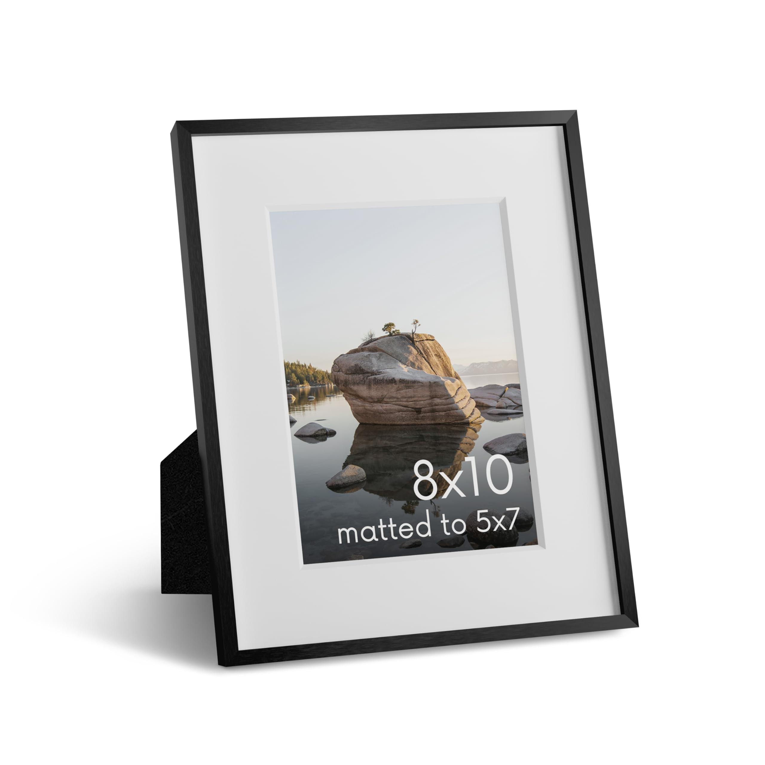 Haus and Hues Premium Brushed Metal Single Picture Frame with Real Glass