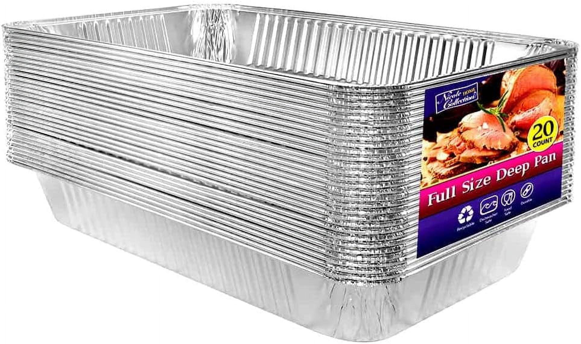 Full Size Aluminum Disposable Deep Roasting Pans, 20 Pack