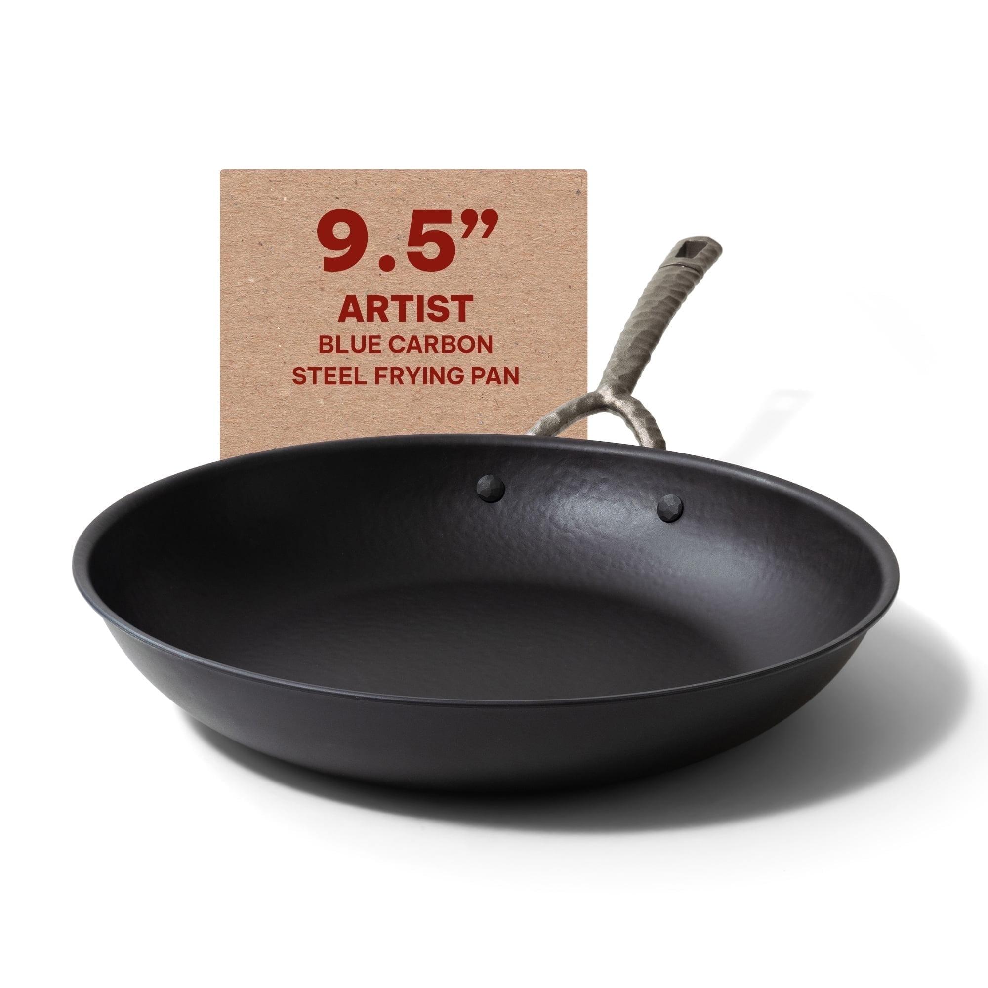 Alva Artist Nonstick Carbon Steel Frying Pan Skillet Pre-Seasoned Non Toxic Cookware Stay Cool Handle PFAS, PFOA & PFTE Free, Pre-Seasoned w/ Natural Mineral Oil, Add to Your Pots and Pans Set