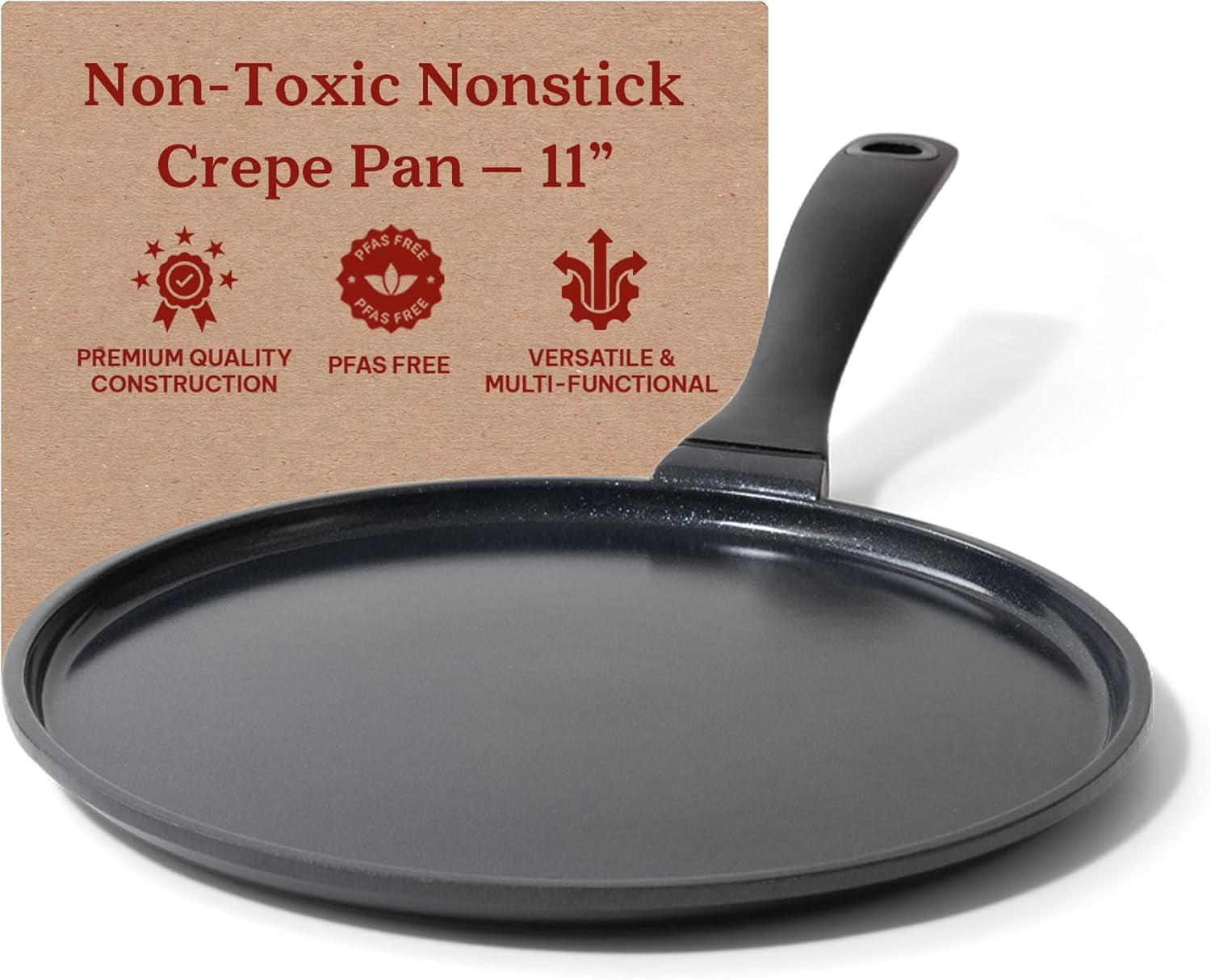 Alva Energy Ceramic Nonstick Griddle Pan Flat Nonstick Cooking Pan for Crepe, Pancake & Dosa, Scratch Resistant, Stay Cool Handle, Non Toxic, Compatible with All Stovetops & Induction Safe