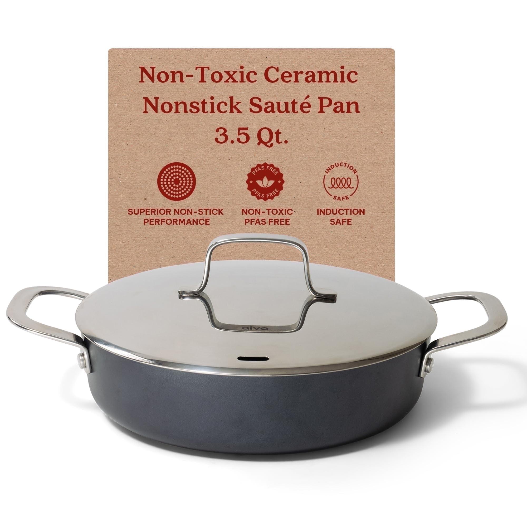 Alva Alva Maestro 3.5 Qt. Premium Nonstick Ceramic Frying Pan with Lid - Non Toxic and Oven Safe