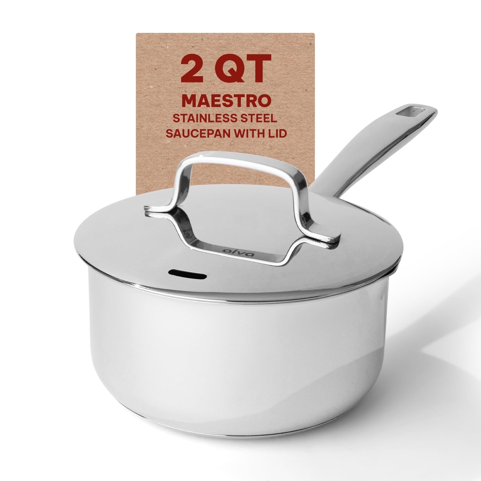 Alva Maestro 2 Qt Stainless Steel Non-Stick Saucier with Pour Spout