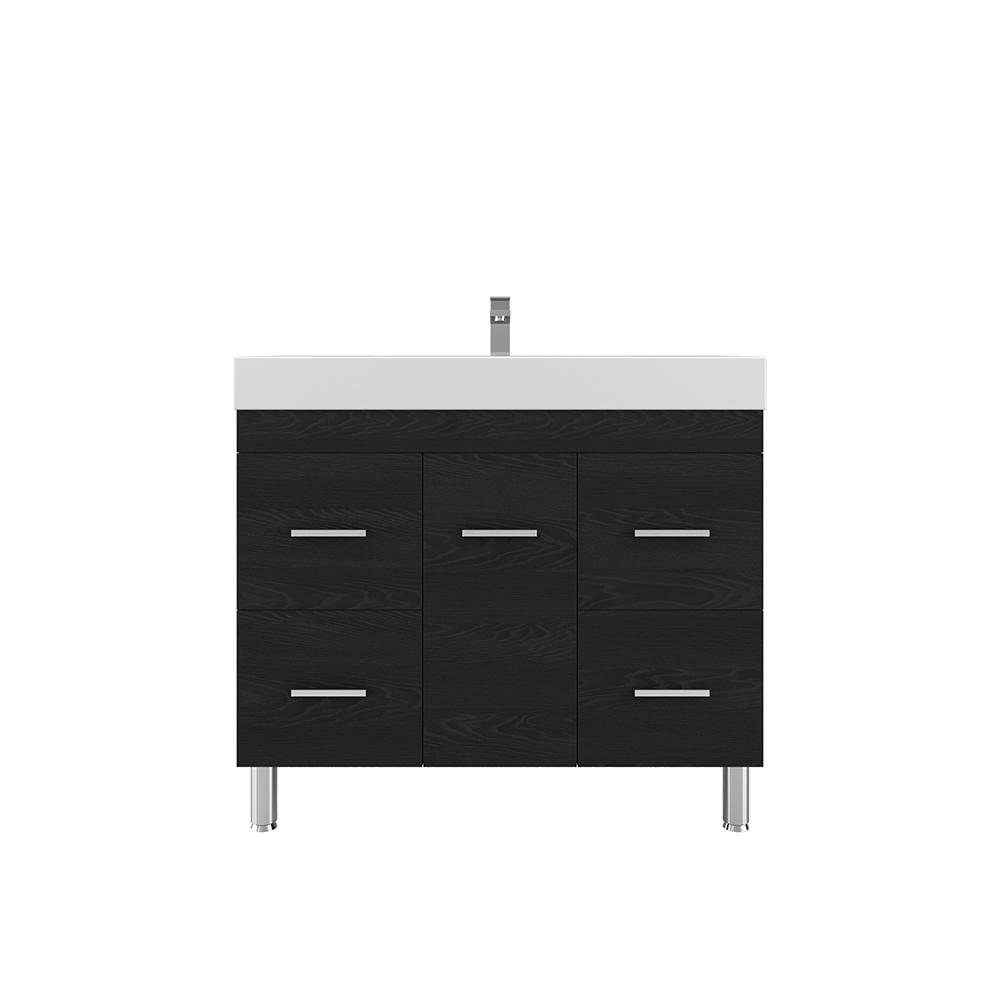 Ripley 42" Black MDF Freestanding Bathroom Vanity with White Sink