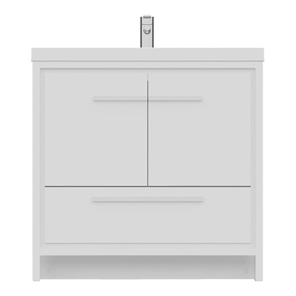 Alya 36" White MDF Freestanding Bathroom Vanity with Solid Surface Sink