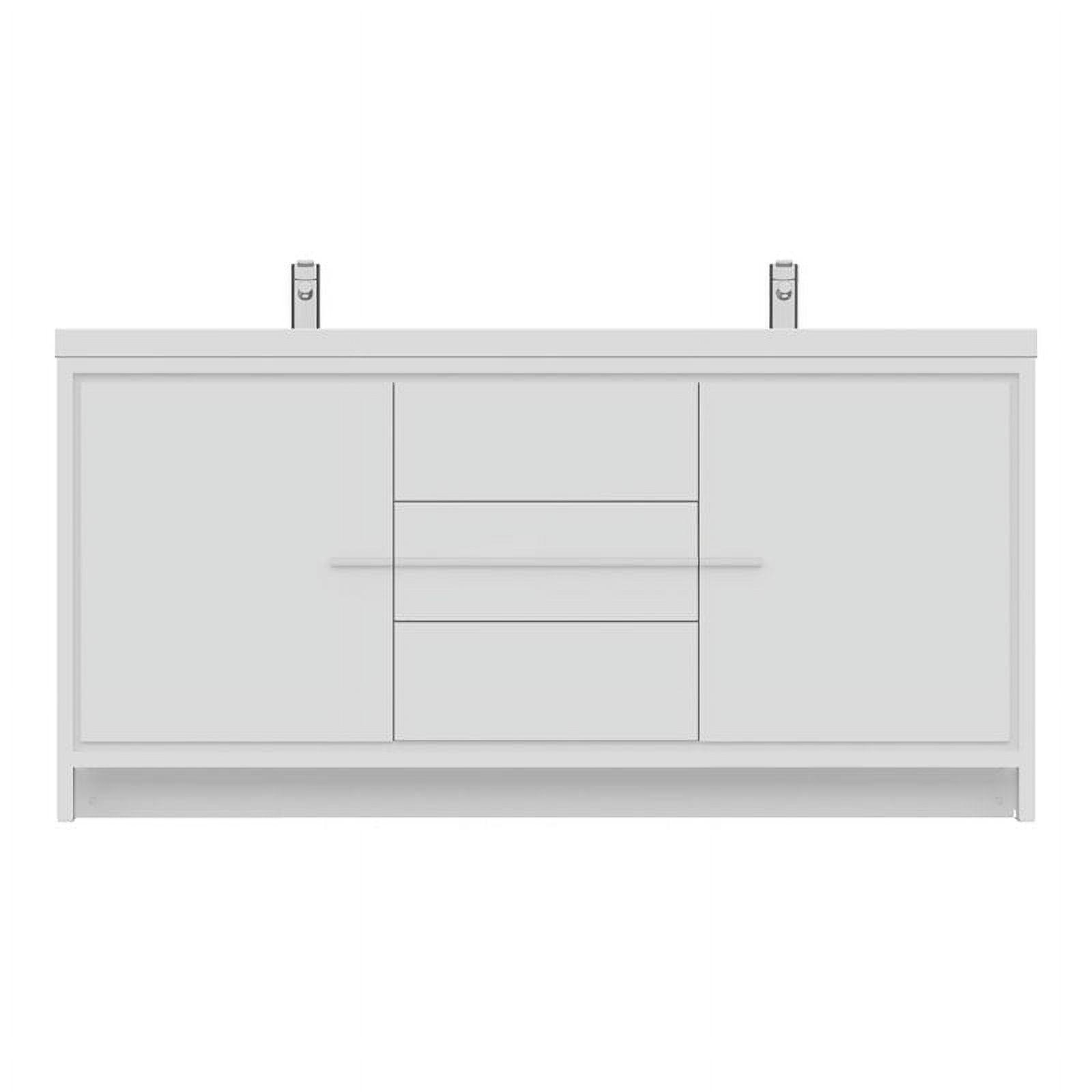 Alya 72" White MDF Double Sink Freestanding Bathroom Vanity