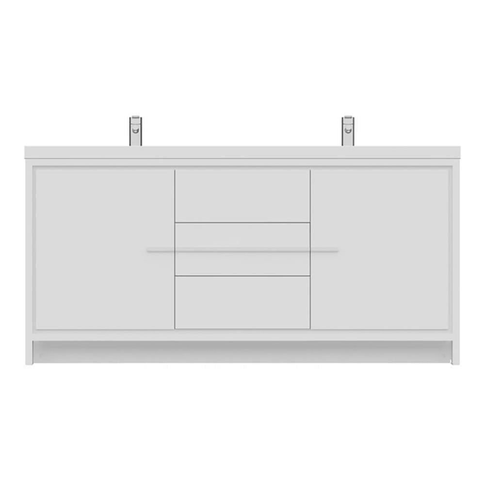 Alya 72" White MDF Double Sink Freestanding Bathroom Vanity