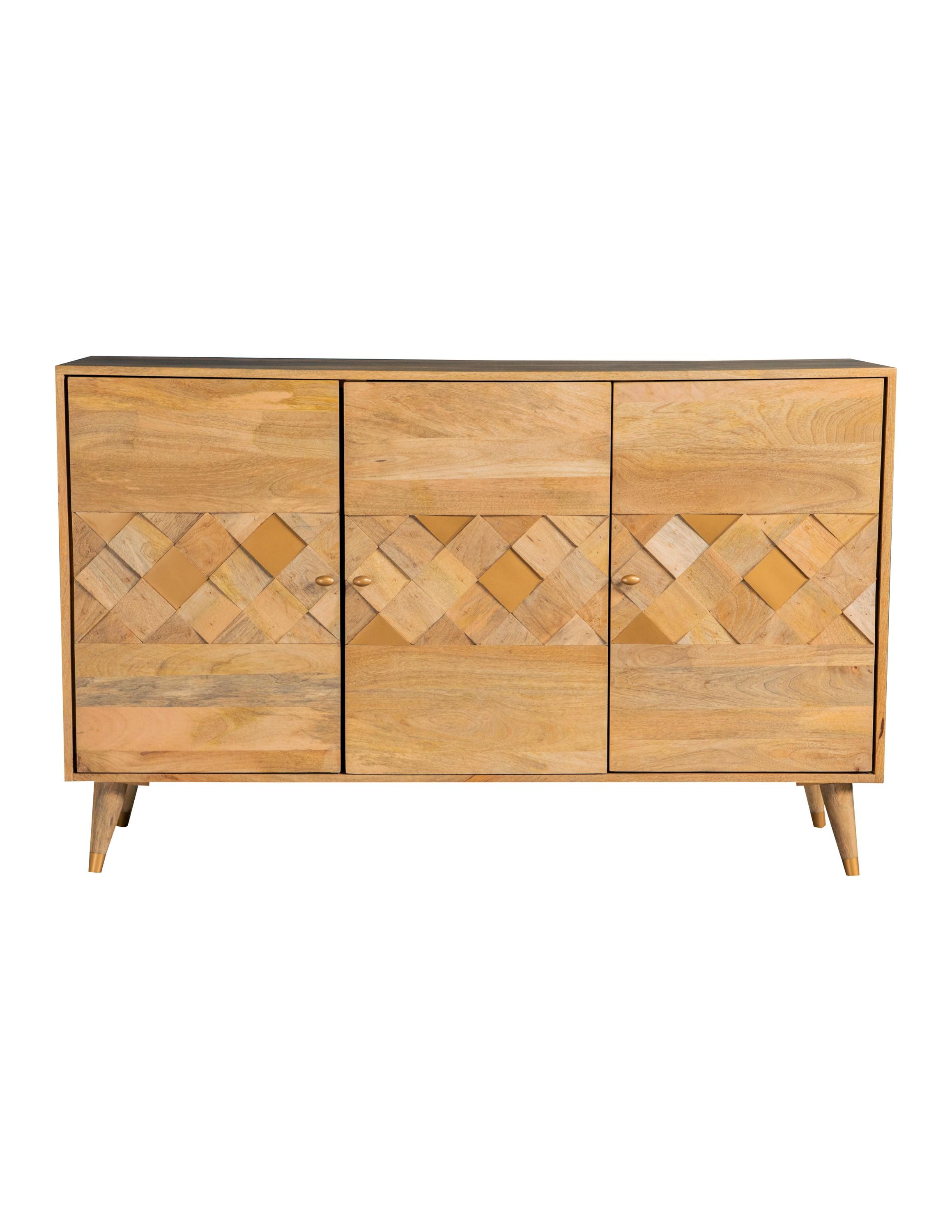 Alyssum Natural Mango Wood 3-Door Accent Cabinet