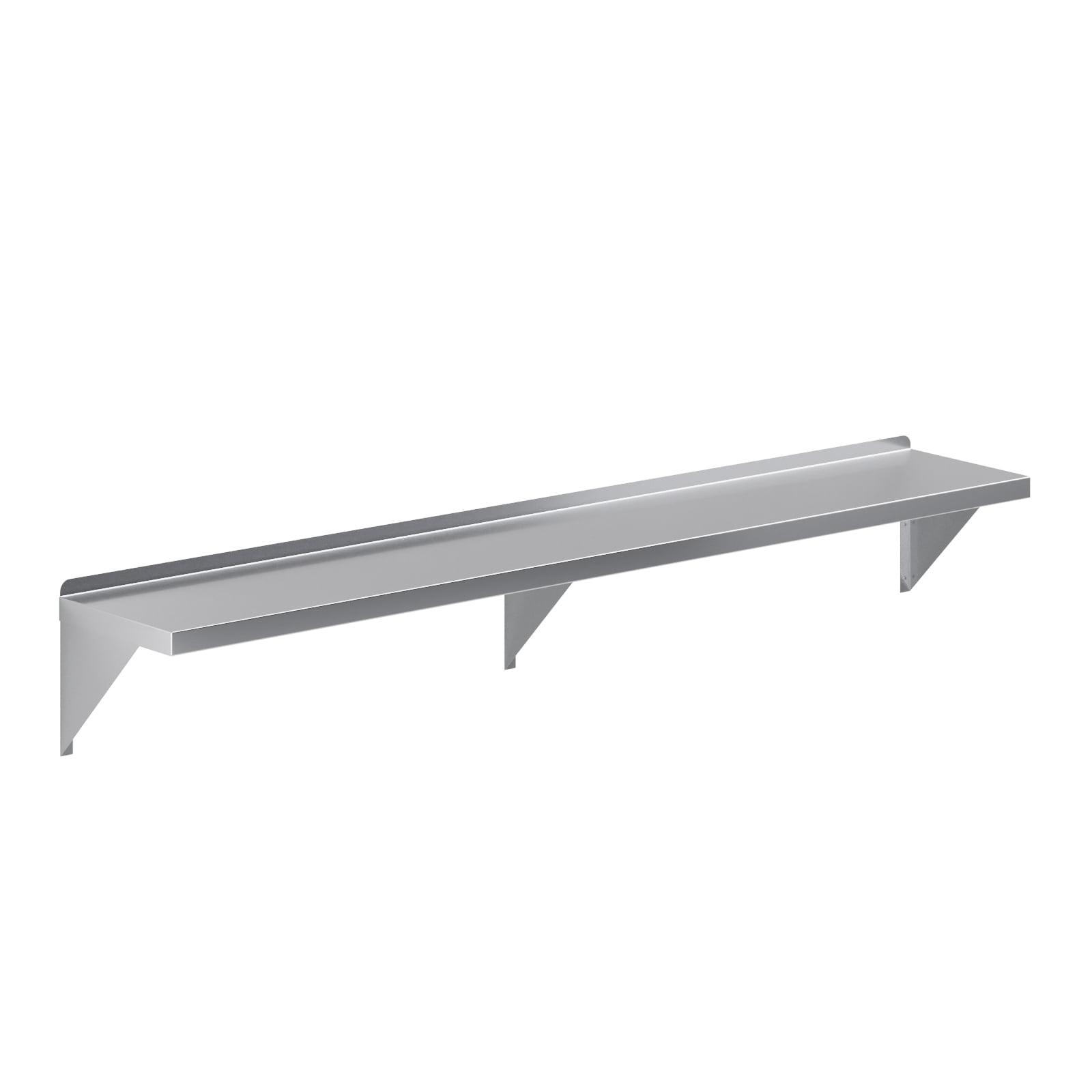 72" Stainless Steel Floating Wall Shelf with Brackets