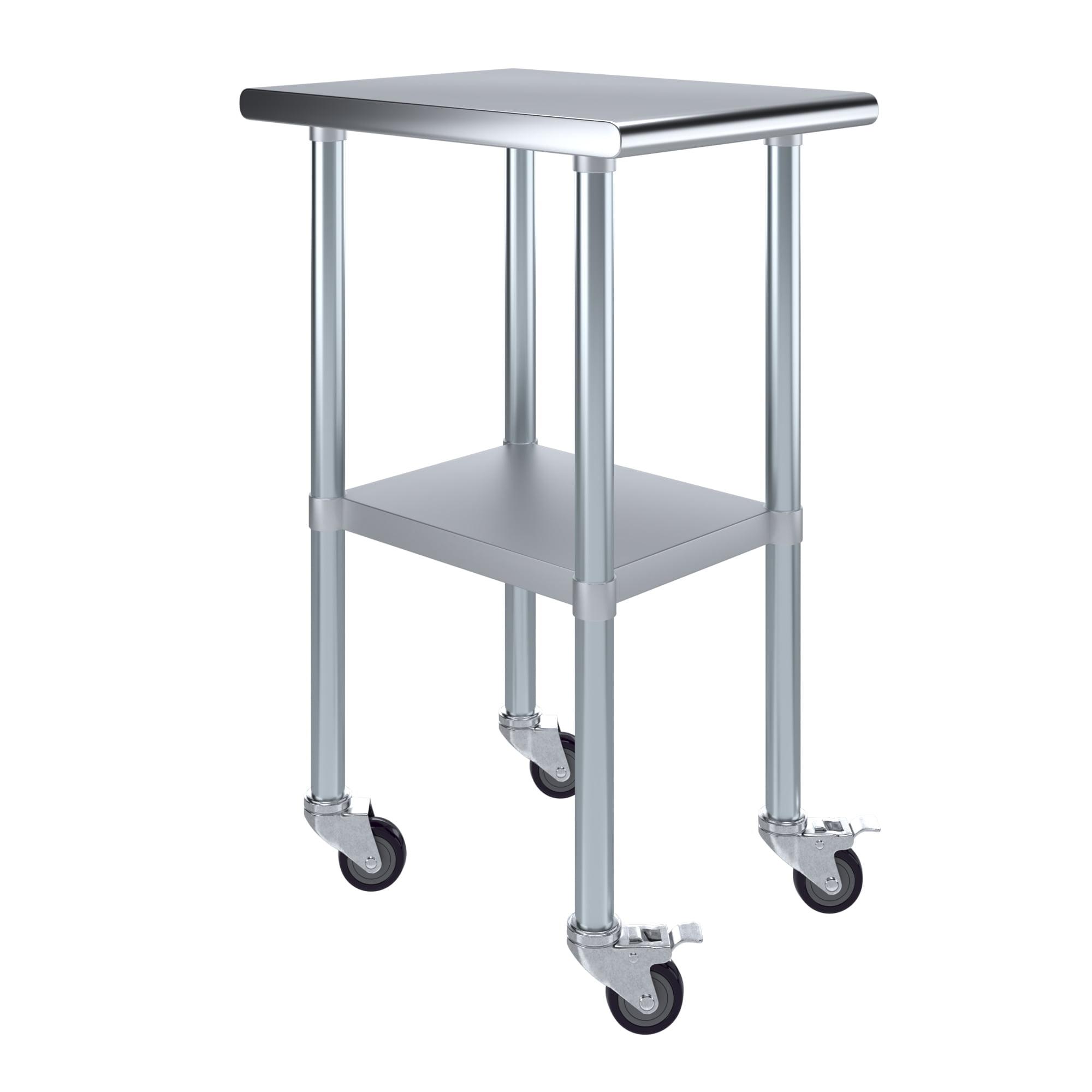 Amgood 24 in. x 18 in. Stainless Steel Table With Wheels
