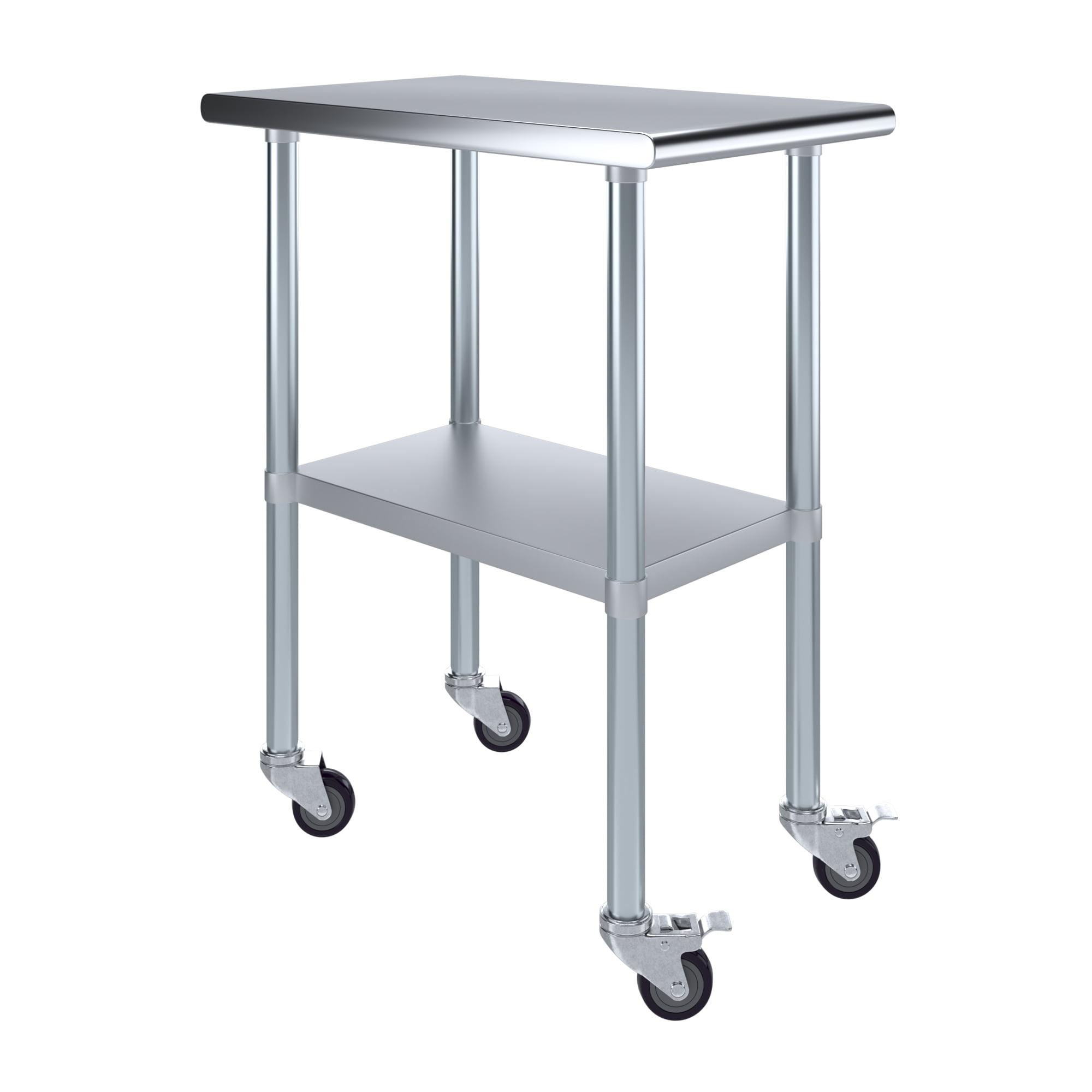 Amgood 24 in. x 18 in. Stainless Steel Table With Wheels