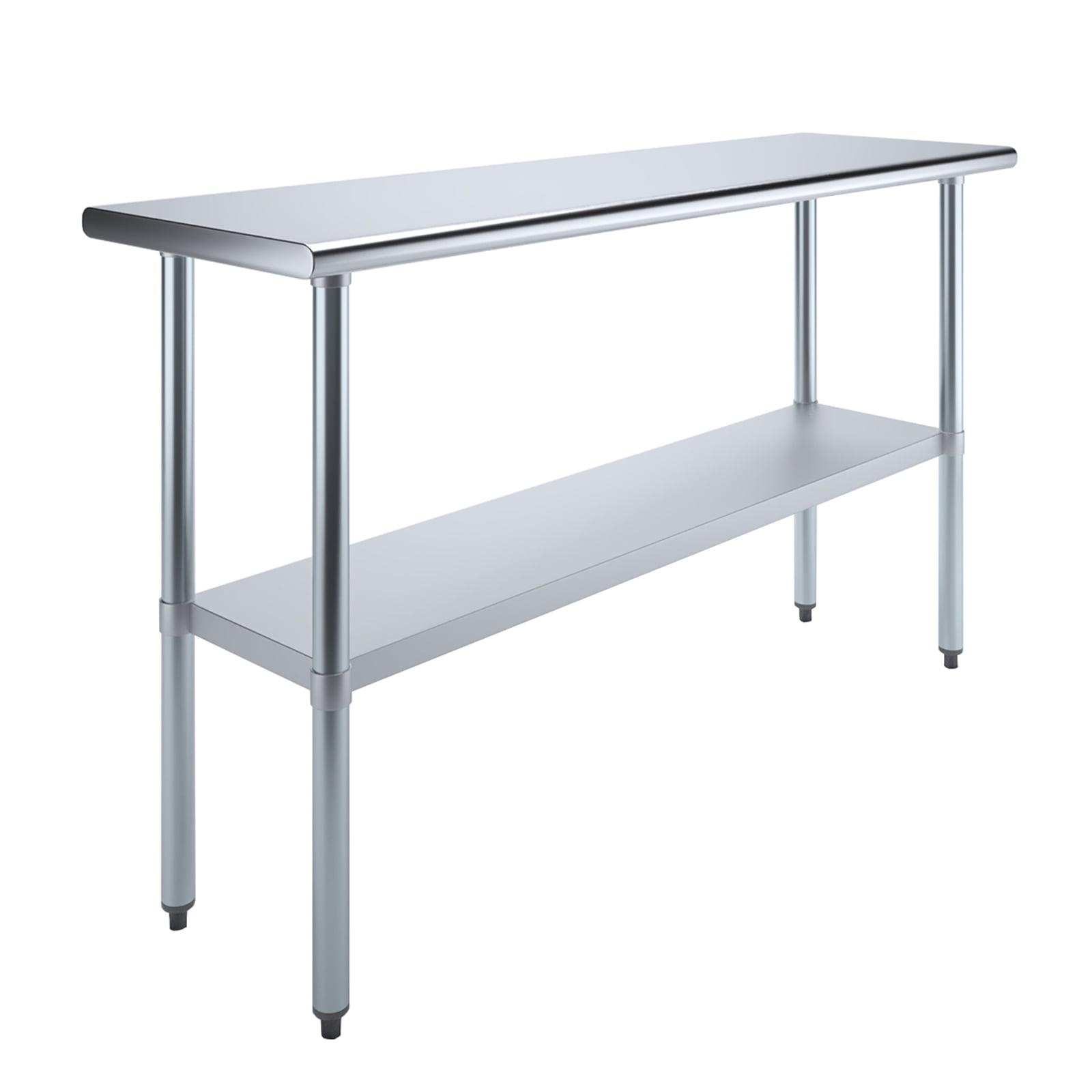 Amgood Stainless Steel Work Table with Undershelf. Metal Prep Table. NSF - Certified
