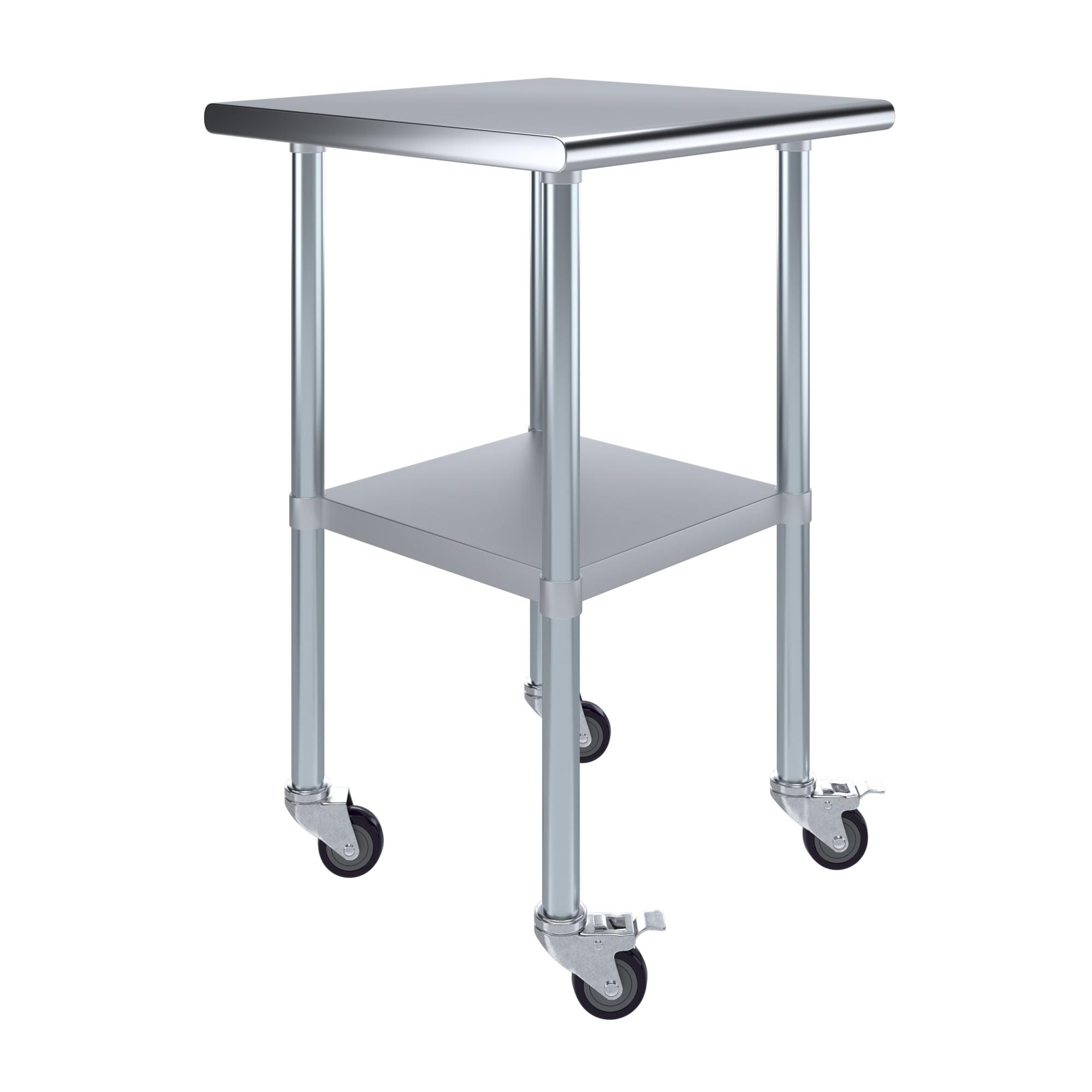 24" Stainless Steel Work Table with Galvanized Undershelf and Casters