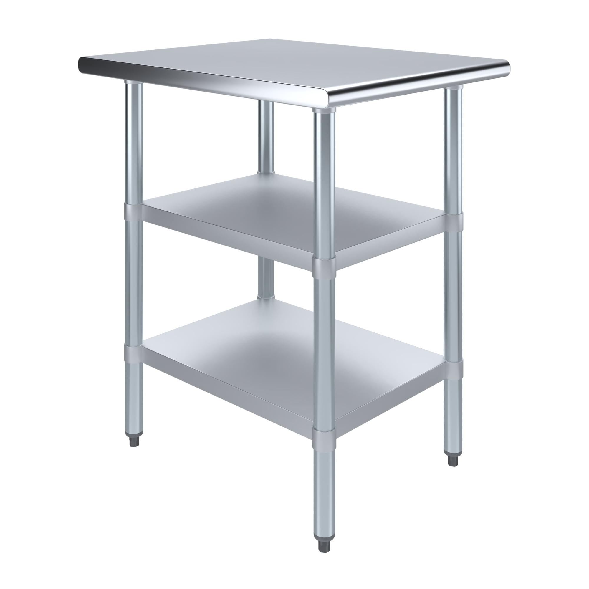 30" x 24" Stainless Steel Utility Table with Two Shelves