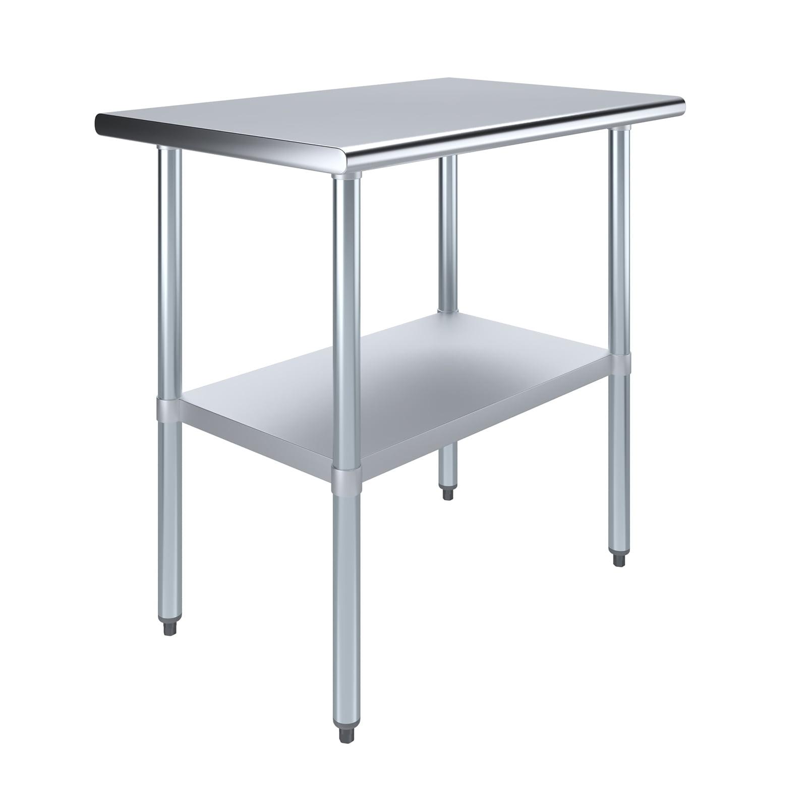 Amgood Stainless Steel Work Table with Undershelf. Metal Prep Table. NSF - Certified