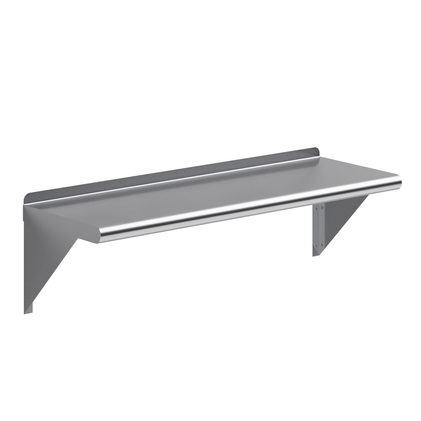 36'' Stainless Steel Wall Shelf with Brackets and Backsplash