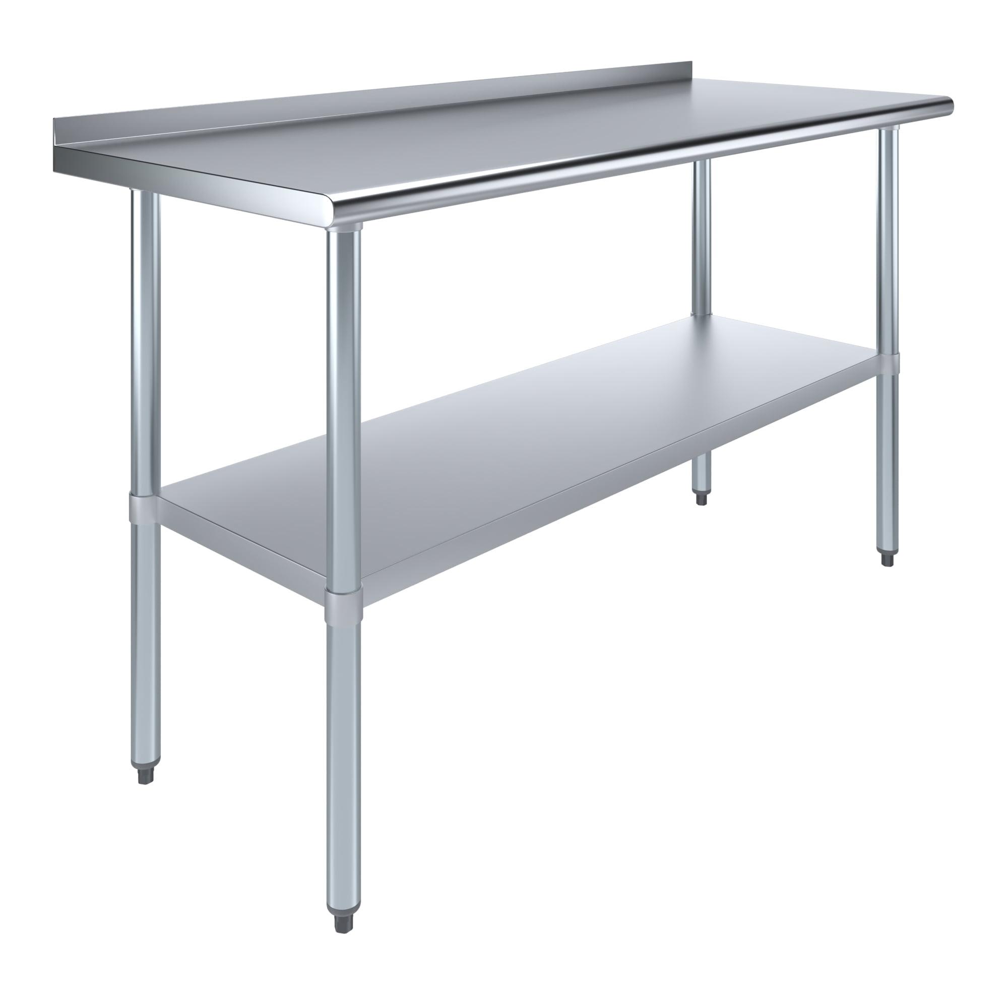 60" Stainless Steel Work Table with Galvanized Undershelf and Backsplash