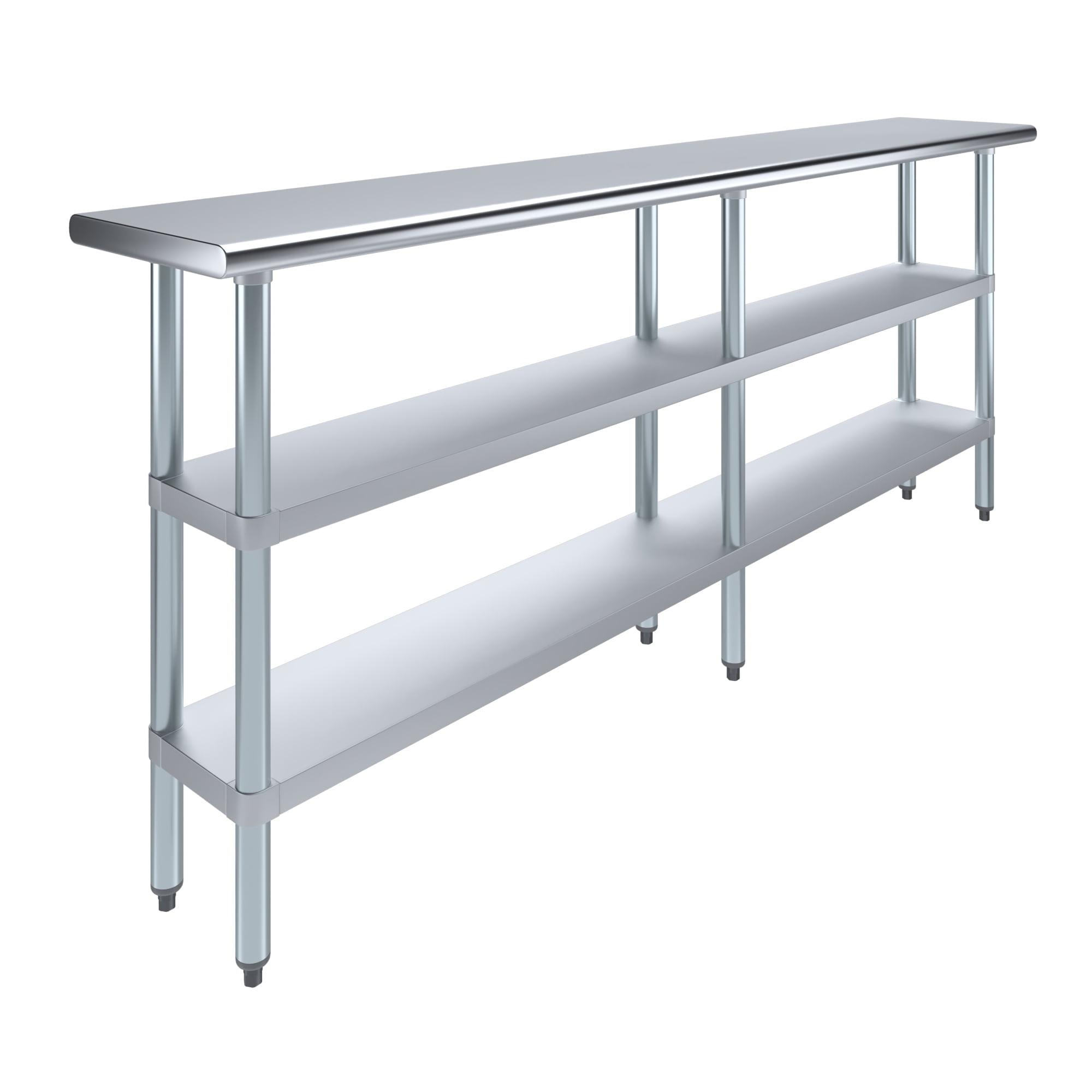 84" Long Stainless Steel Utility Work Table with Galvanized Undershelf