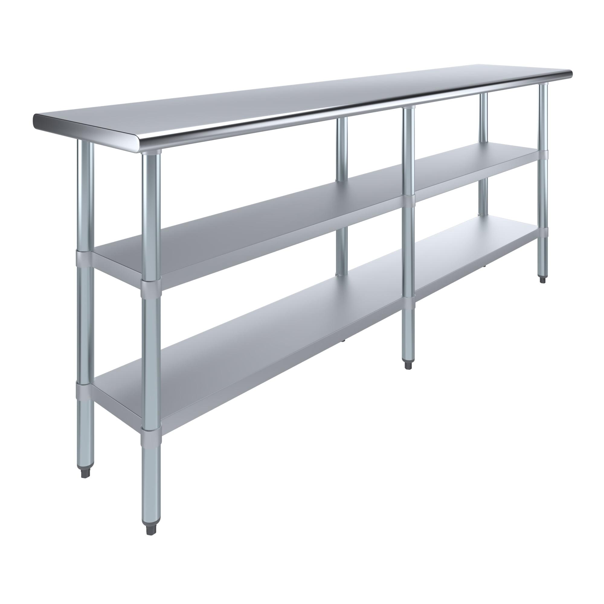 84" Stainless Steel Utility Work Table with Galvanized Undershelves