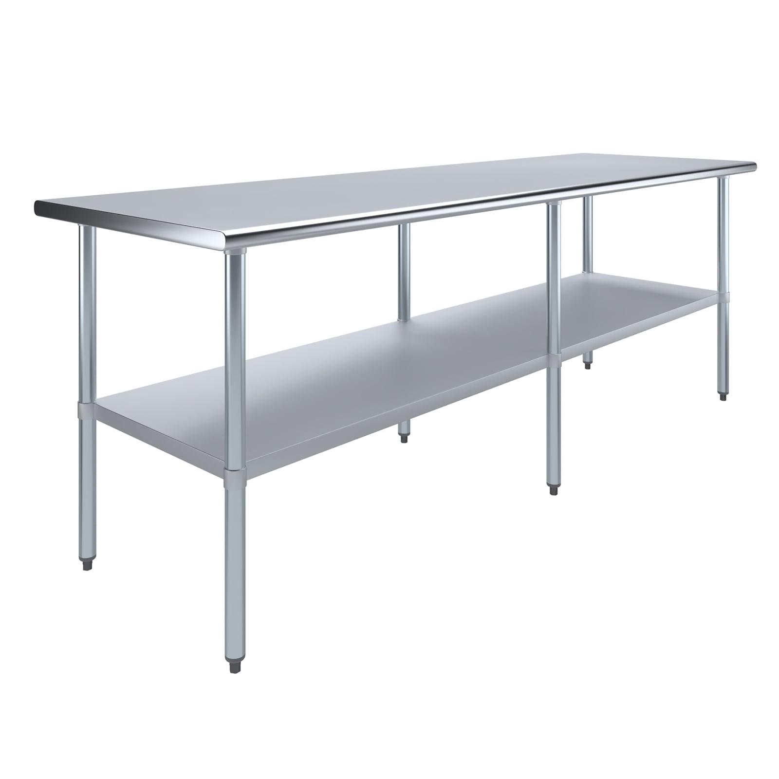 AmGood 30 in. x 96 in. Stainless Steel Table | Metal Utility Kitchen Prep Work Table | NSF