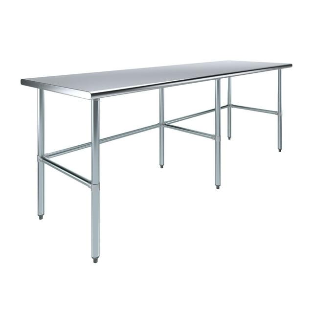 AmGood 30 in. x 96 in. Open Base Stainless Steel Work Table | Residential & Commercial