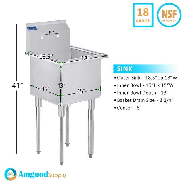 18 in. x 18.5 in. Stainless Steel UtilitySink With 15 in. x 15 in. x 13 in. Bowl and Faucet
