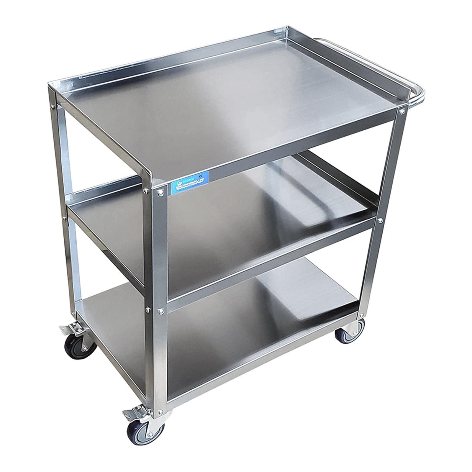 AmGood Stainless Steel 3-Shelf Utility Cart with Swivel Casters