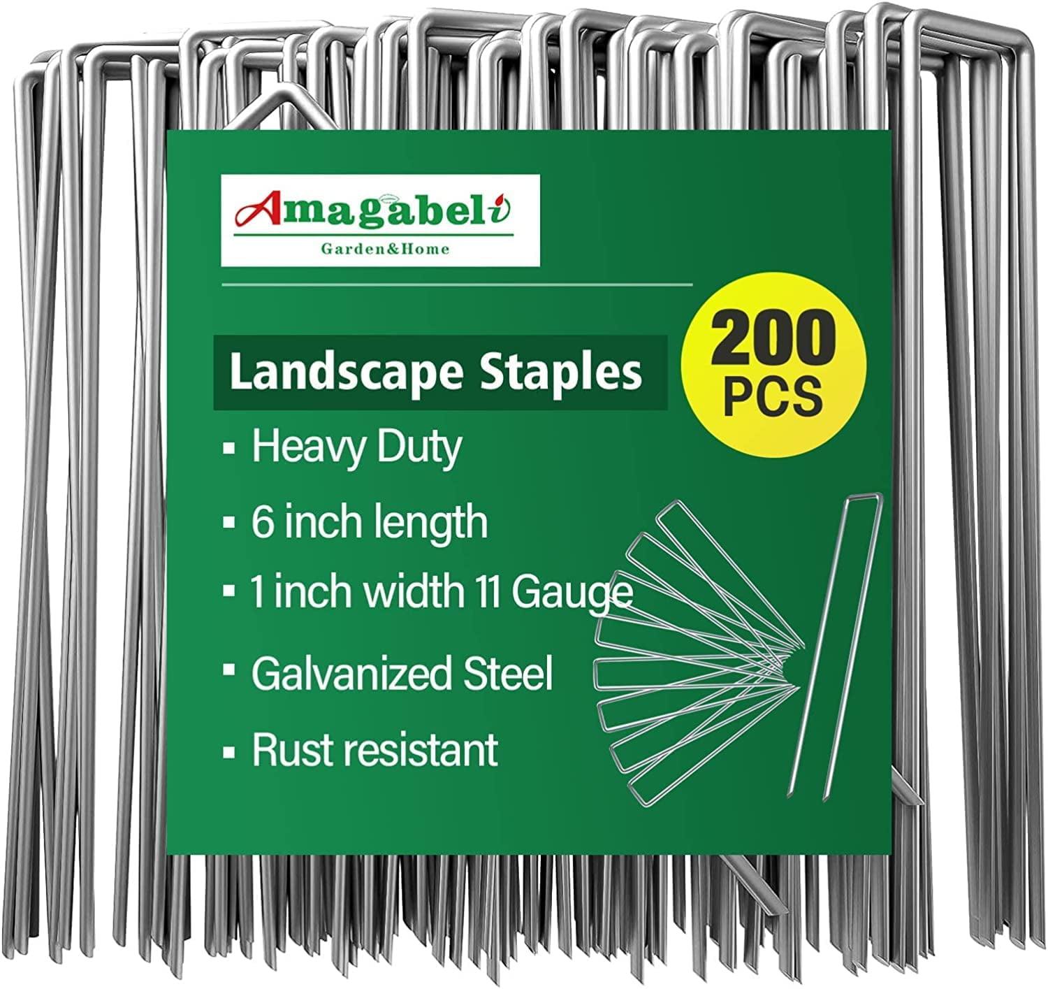 200 Pack 6 Inch Galvanized Staple 11 Gauge Garden Stakes Sod Pins Anti-Rust for Weed Barrier Cover