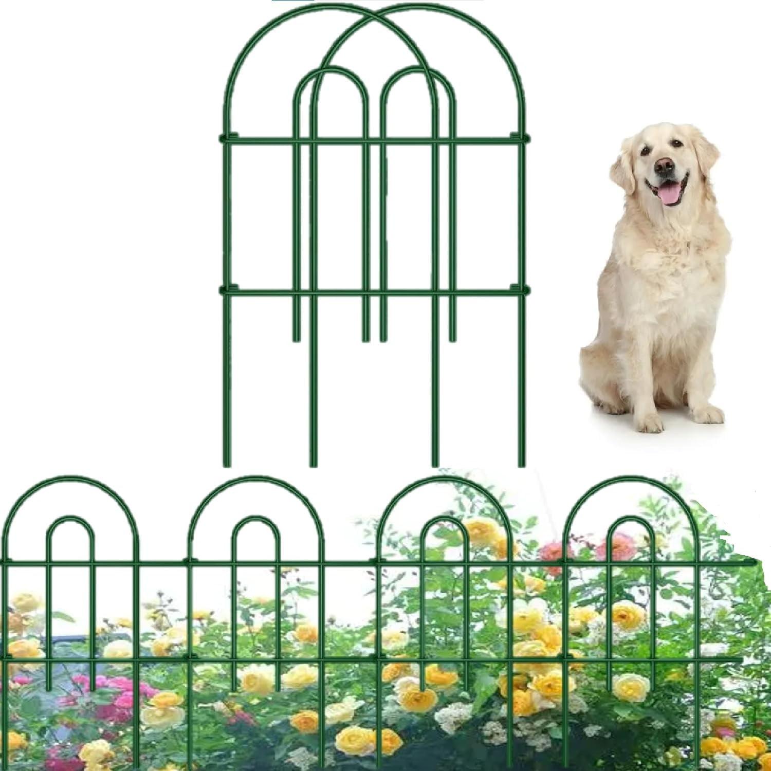 Amagabeli 35panels Decorative Garden Fence 18inchl x 50ft Border Animal Barrier Fence Border Green Thicken