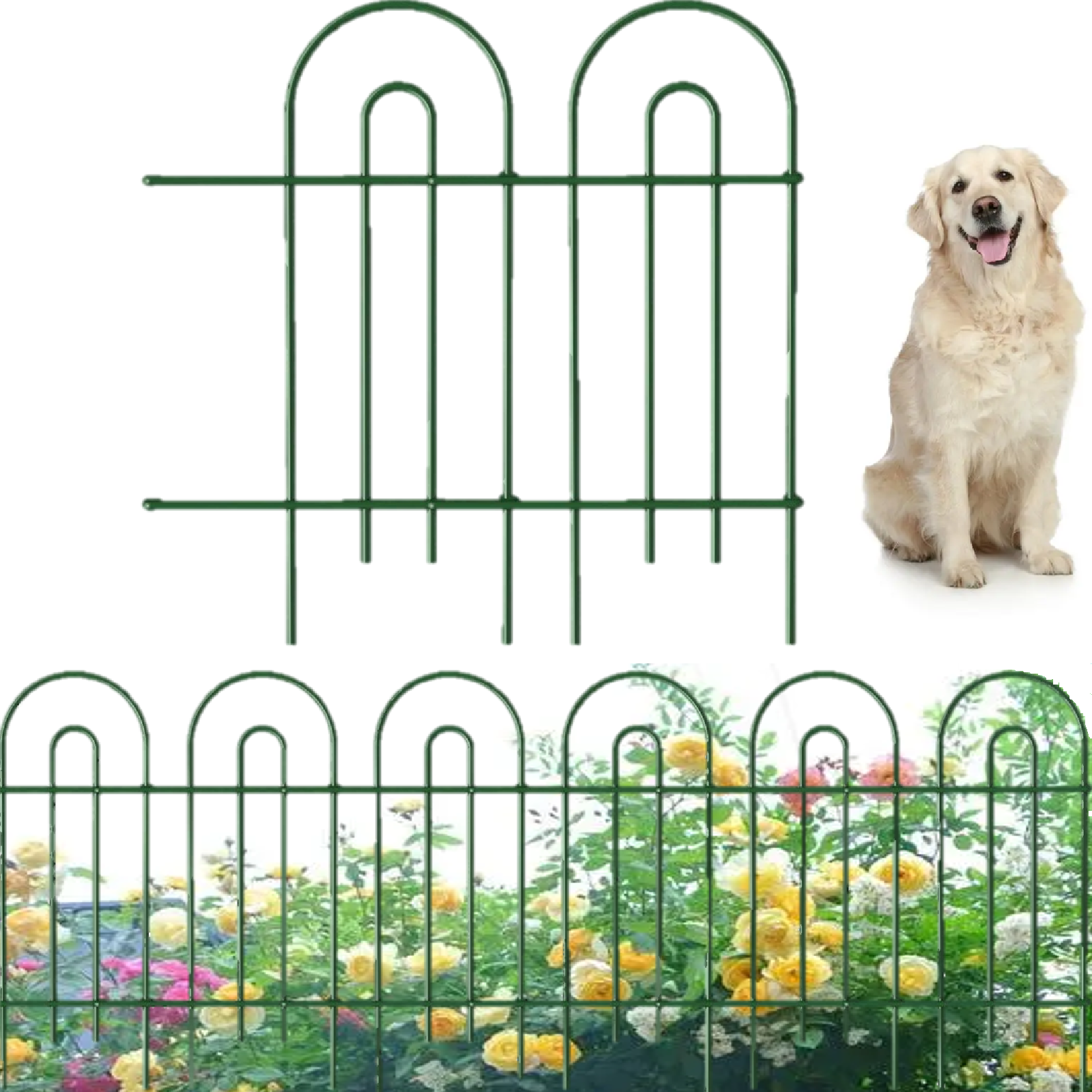 Amagabeli 14 panels Decorative Garden Fences and Borders for Dogs 32in(H)×20ft(L) No Dig Metal Fence (Set of 14)