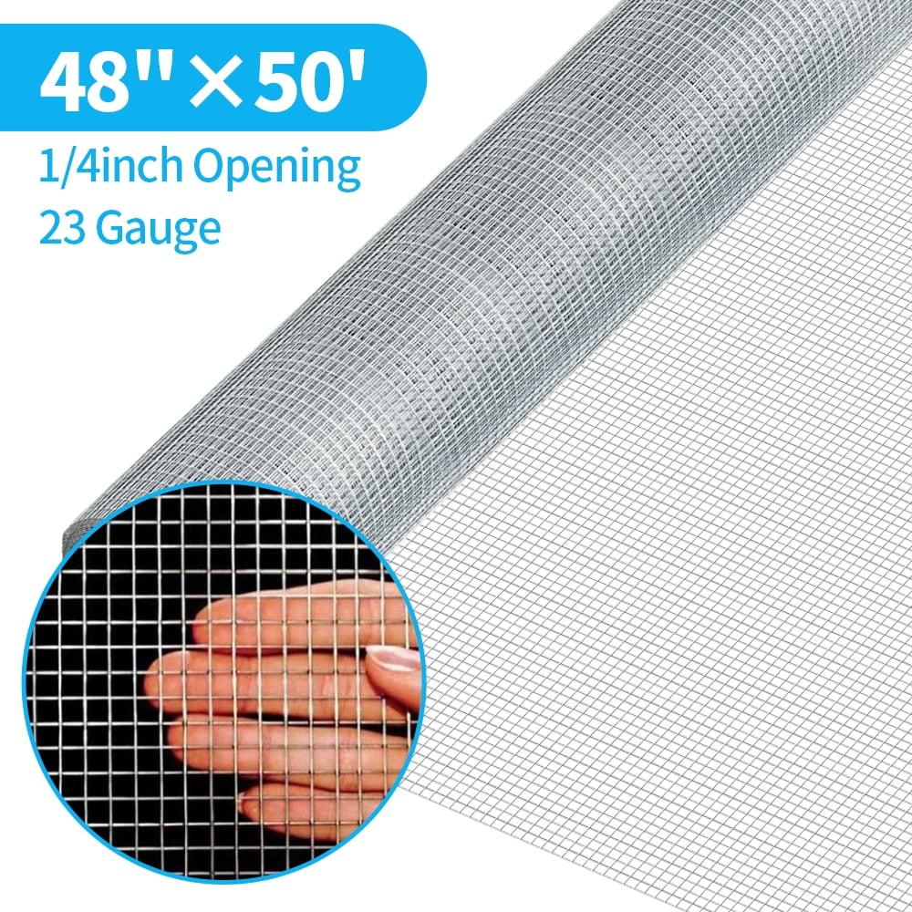 48x50 Hardware Cloth 1/4 inch Square Galvanized Chicken Wire Welded Fence Mesh Roll Raised Garden Bed Plant Supports