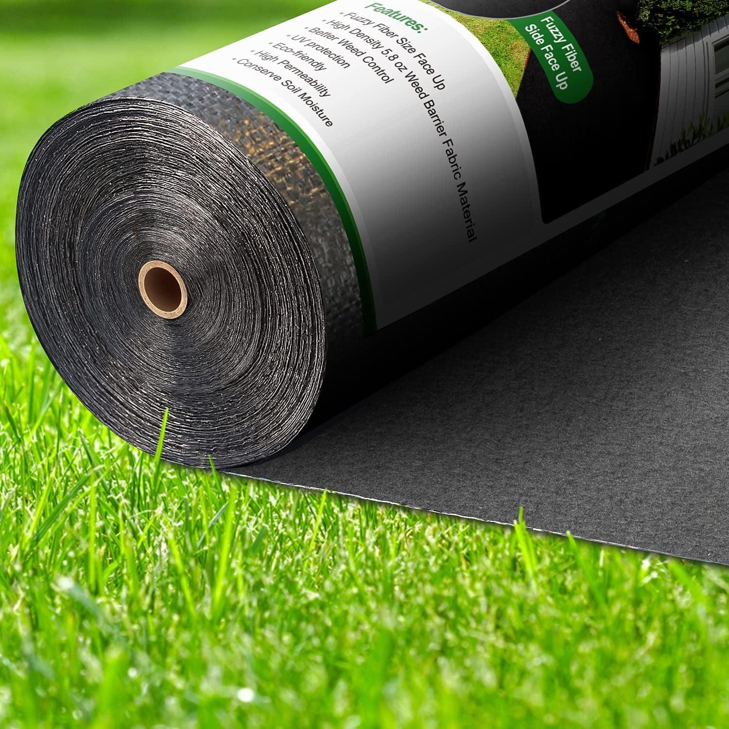 Heavy Duty Black Polypropylene Geotextile Weed Barrier Fabric, 3ft x 50ft