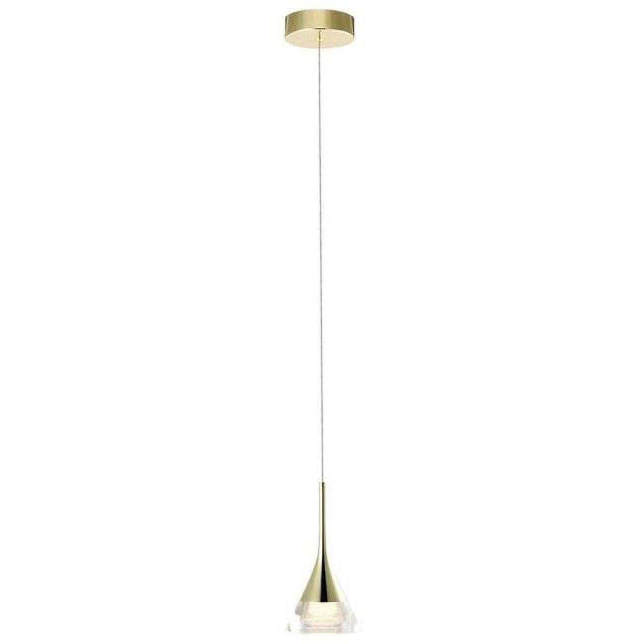 Amalfi Contemporary Gold LED Pendant Light with Acrylic Cone Shade