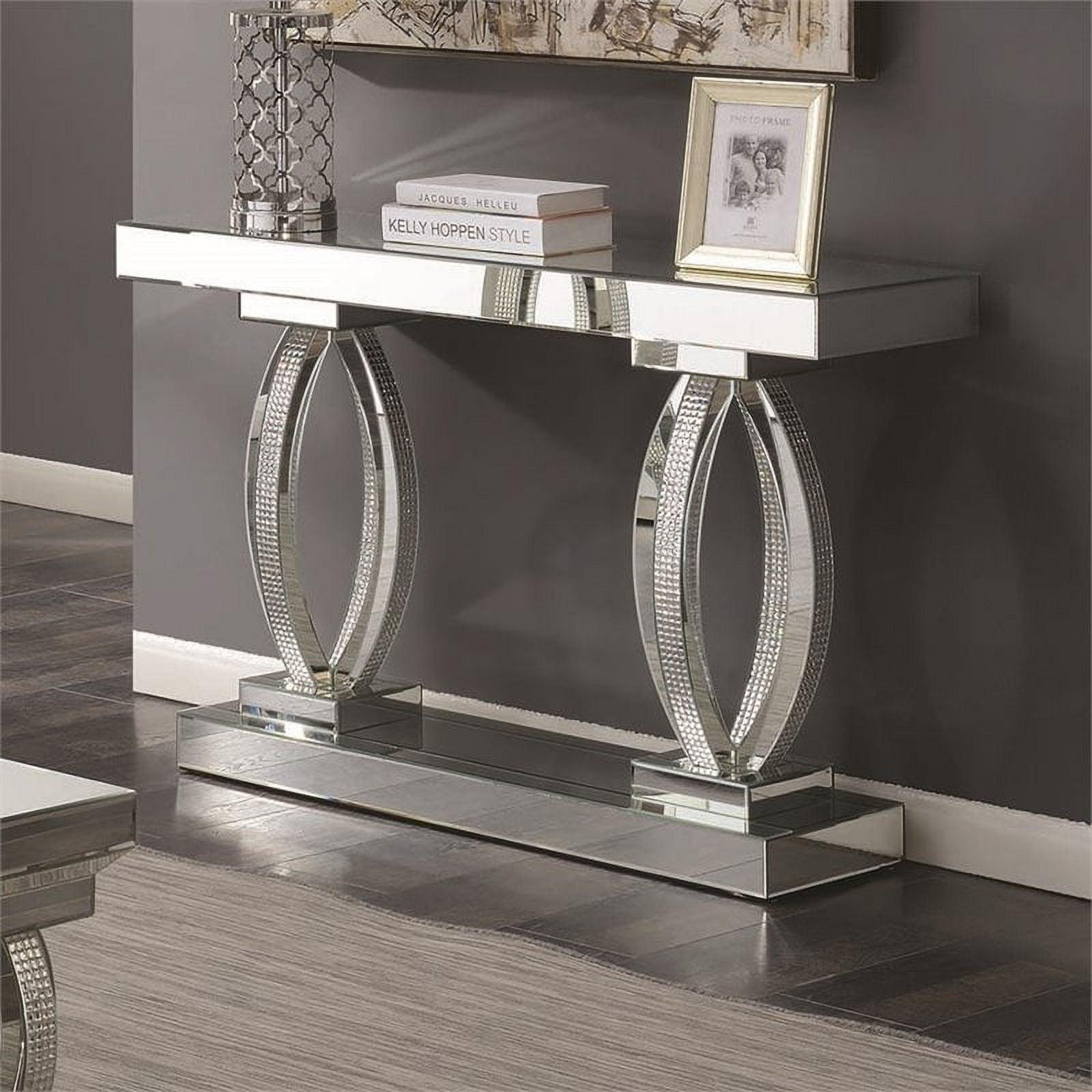 Sleek Silver Mirrored Accent Console Table with Storage