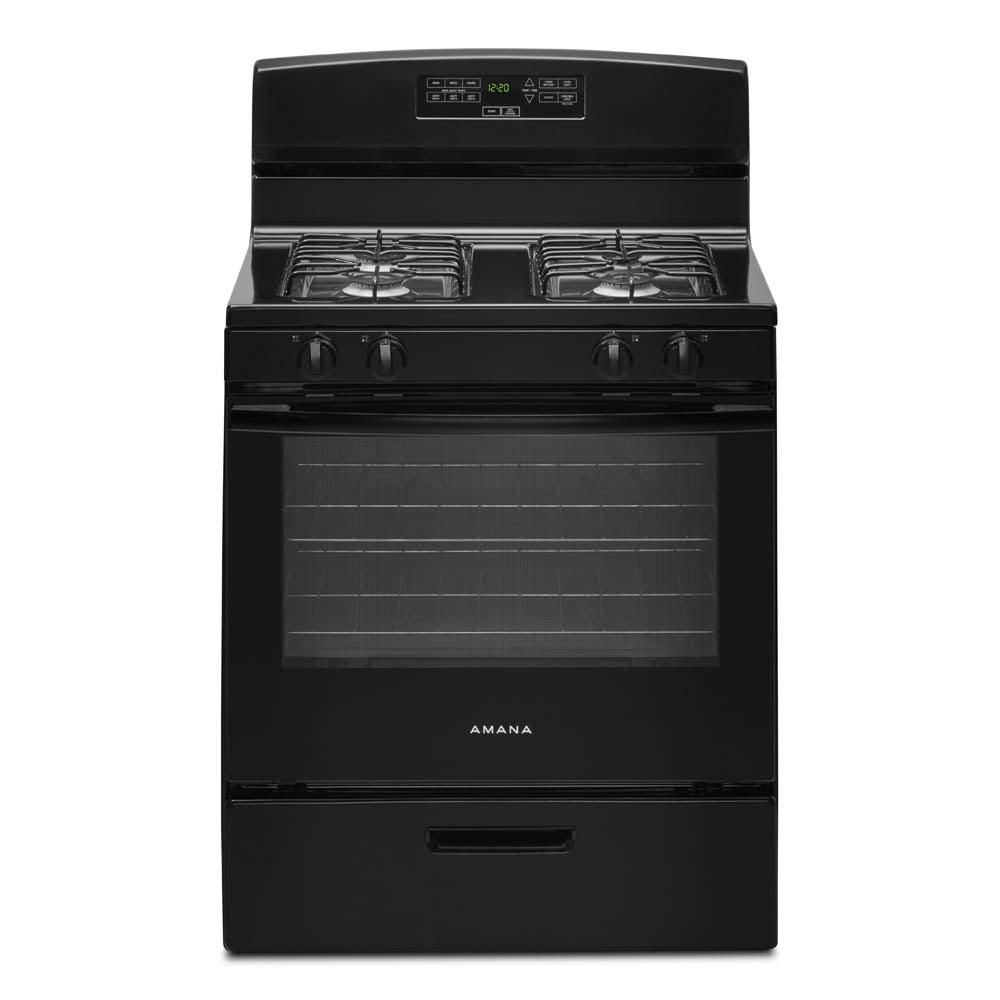 30-Inch Black Freestanding Natural Gas Range with Broiler Drawer