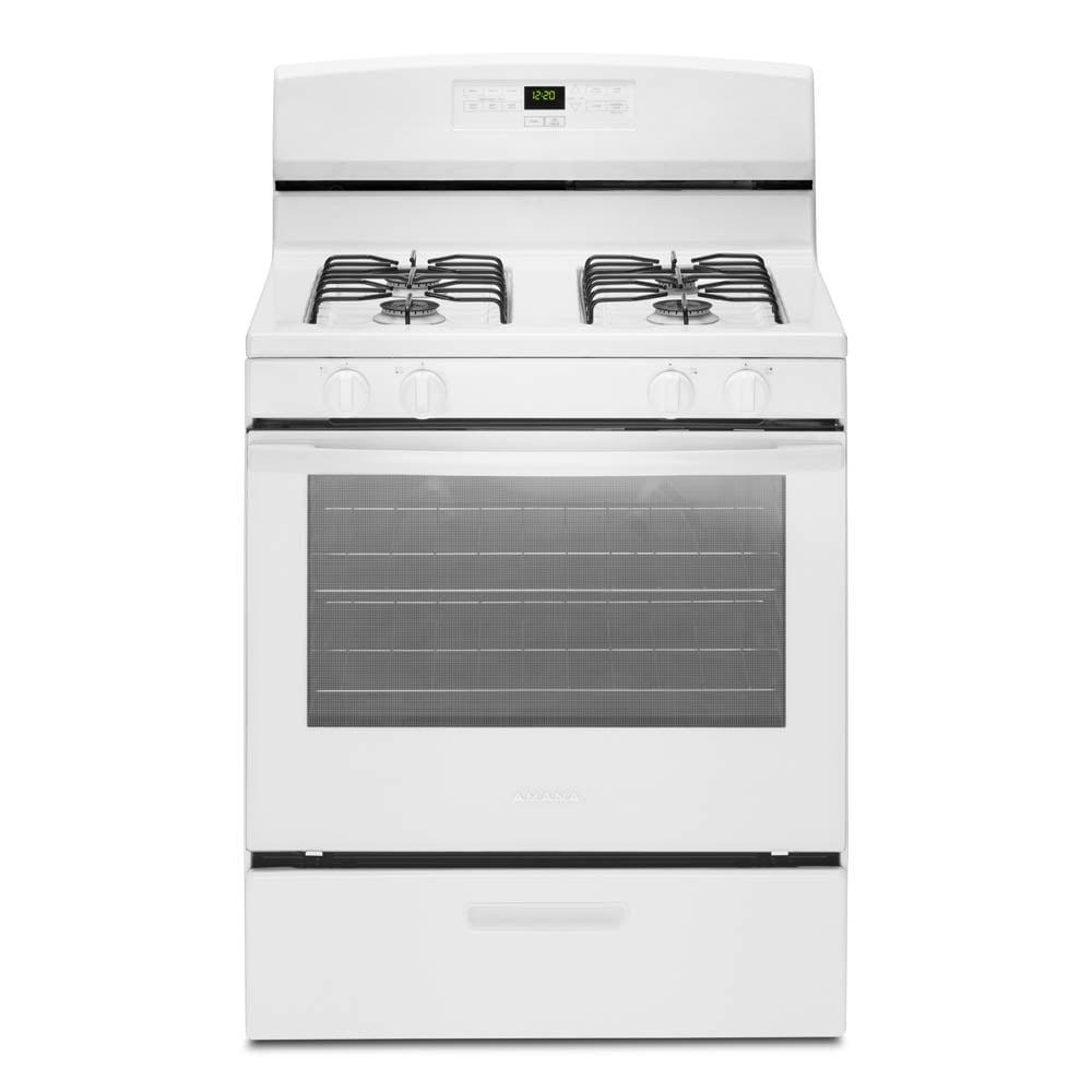 30-Inch White Freestanding Natural Gas Range with Broiler Drawer