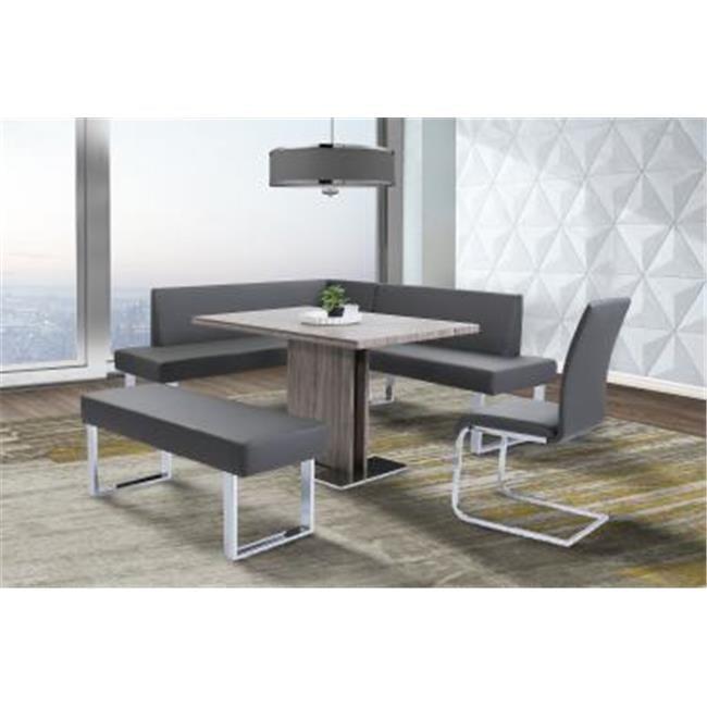 Amanda Contemporary Nook Corner Dining Bench: Chrome Legs, Padded Seat - Armen Living