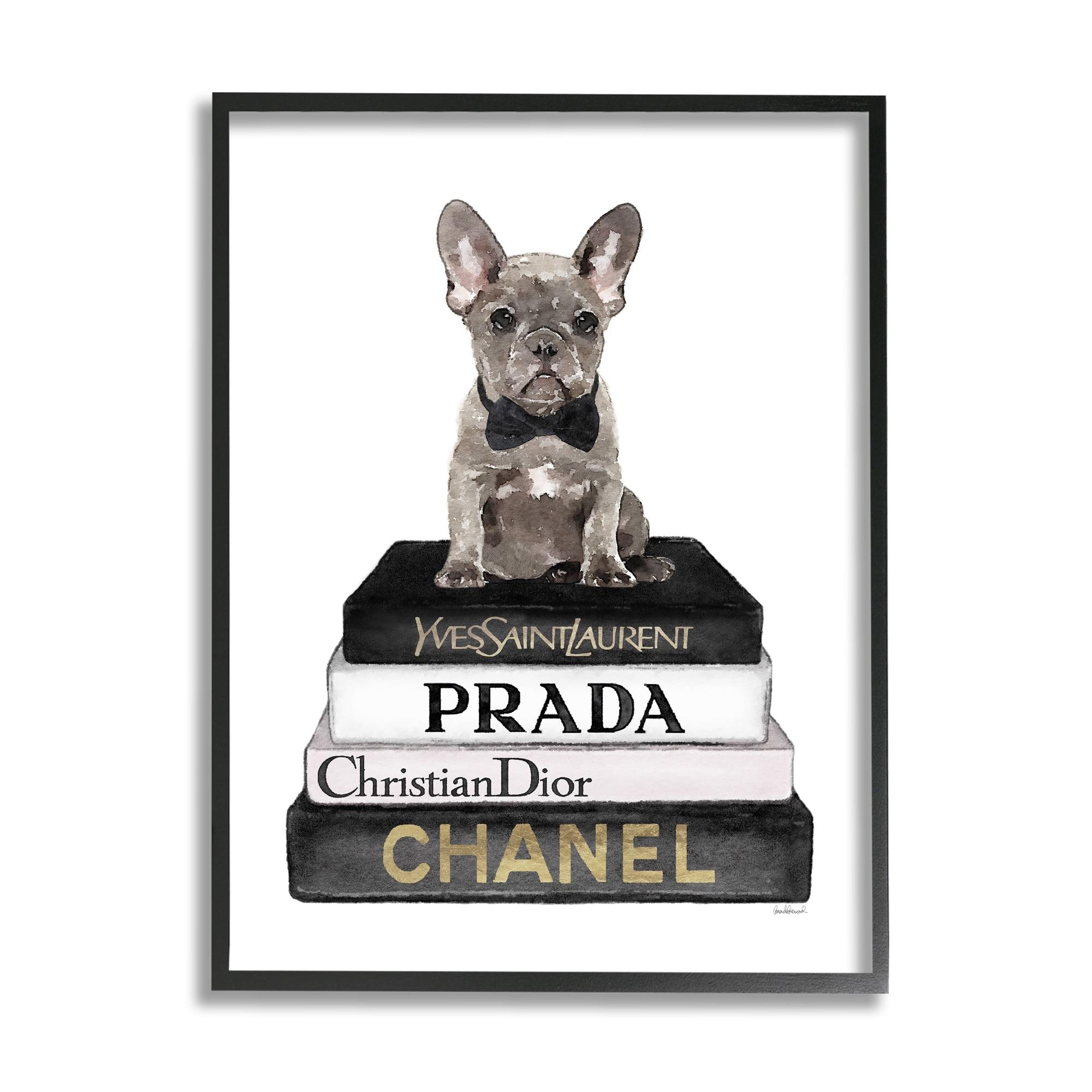 Amanda Greenwood French Bulldog Pet Fashion Apparel Bookstack 11" x 14" Framed Painting Art Prints by Stupell Home Décor