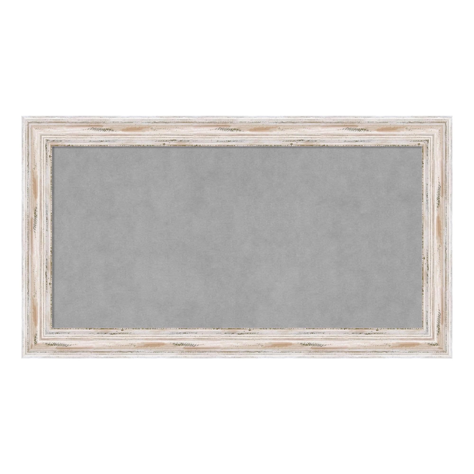 Amanti Art Alexandria White Wash Narrow Framed Magnetic Board 27 x 15 in.