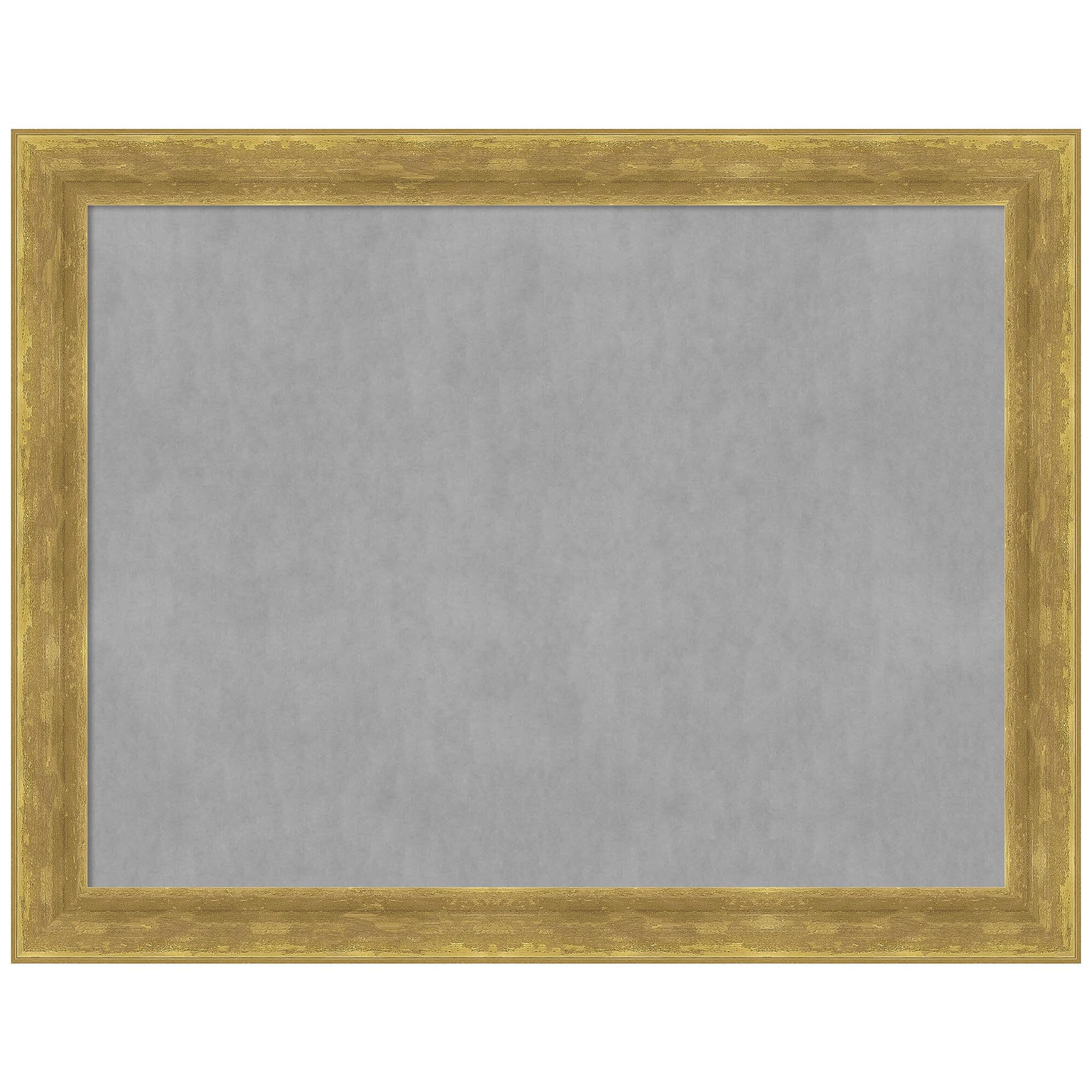 Gold Framed Grey Magnetic Memo Board with Wood Frame